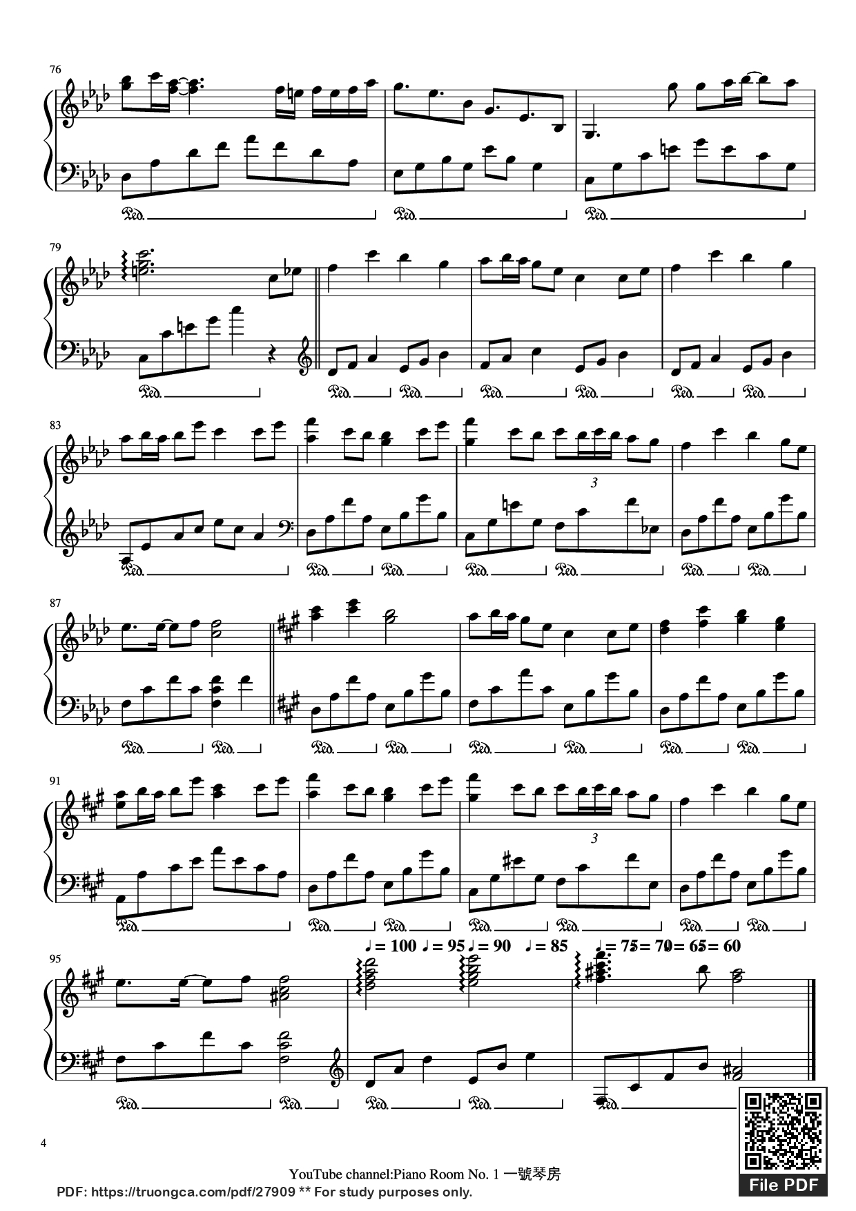 Page 4 of Sheet music PDF Piano 朧月 Hazy moon Piano - Arr. by PianoRoomNo.1 Original Music by 流星P