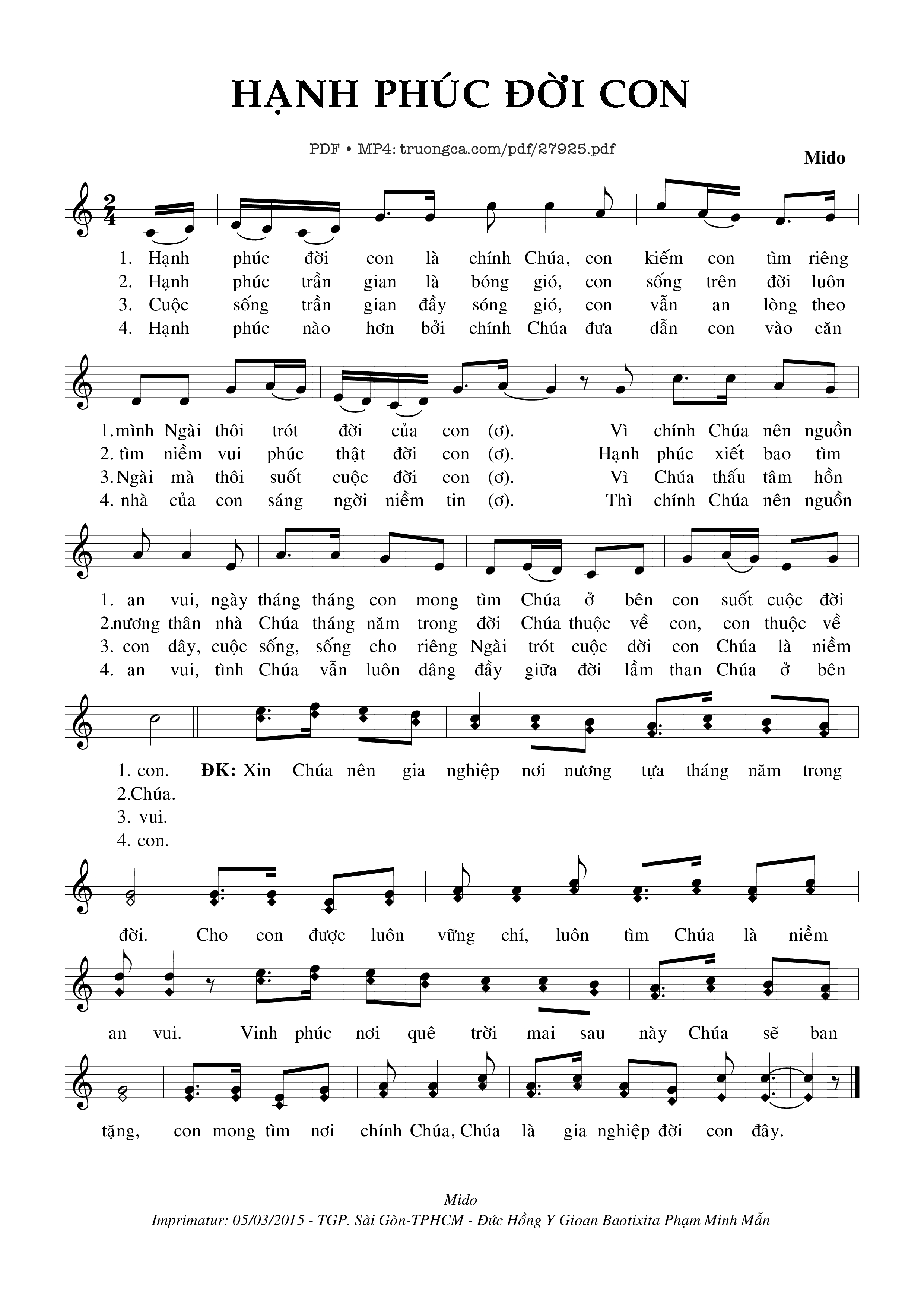 Page 1 of Sheet music PDF Hạnh Phúc Đời Con -  Mido