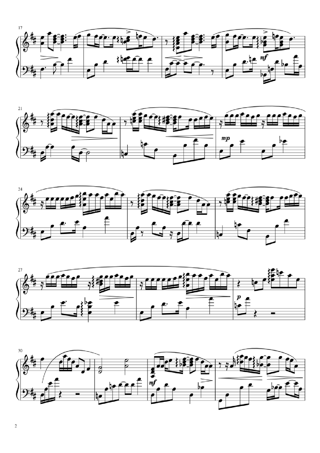 Page 2 of Sheet music PDF Piano One more time, One more chance Piano version from Byousoku 5 Centimetre original soundtrack - Tenmon transcribed by Aryore