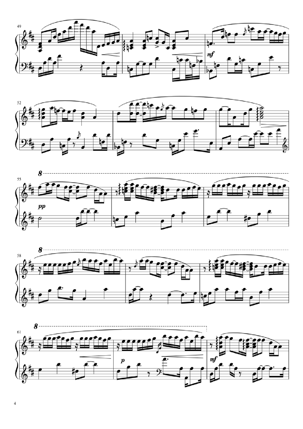 Page 4 of Sheet music PDF Piano One more time, One more chance Piano version from Byousoku 5 Centimetre original soundtrack - Tenmon transcribed by Aryore