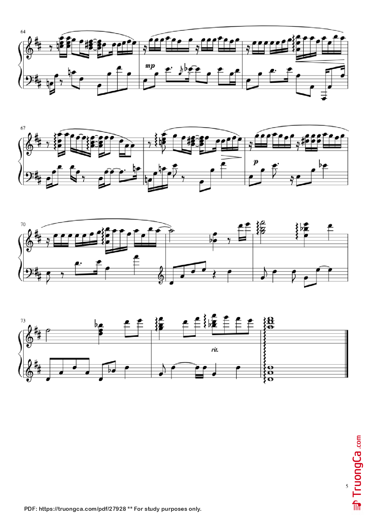 Page 5 of Sheet music PDF Piano One more time, One more chance Piano version from Byousoku 5 Centimetre original soundtrack - Tenmon transcribed by Aryore