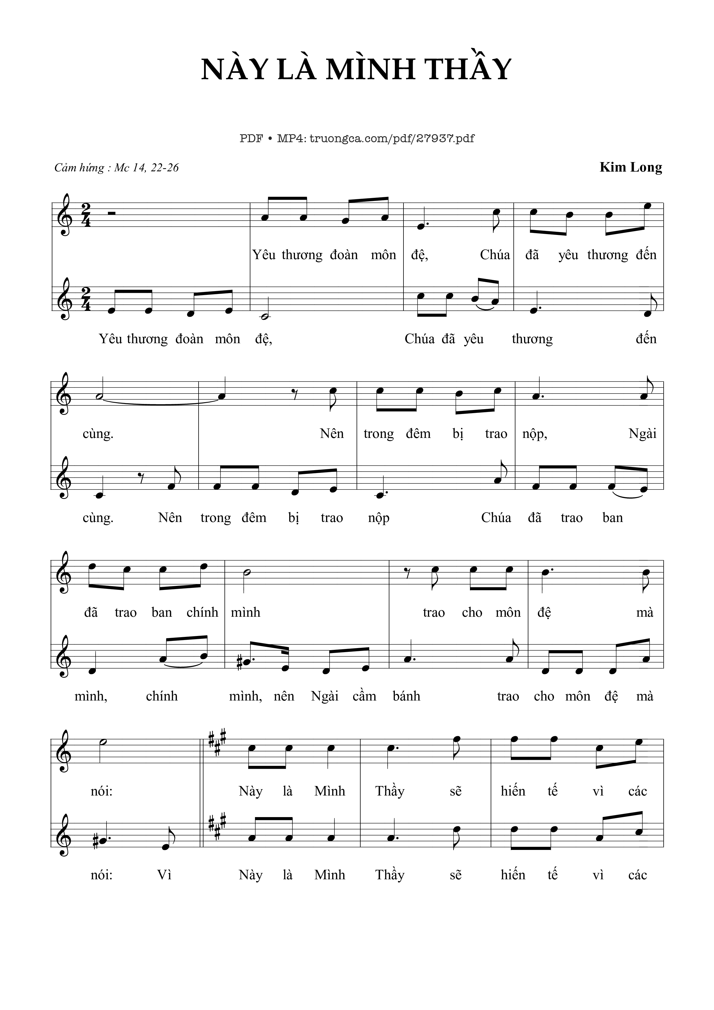 Page 1 of Sheet music PDF Này Là Mình Thầy - Kim Long