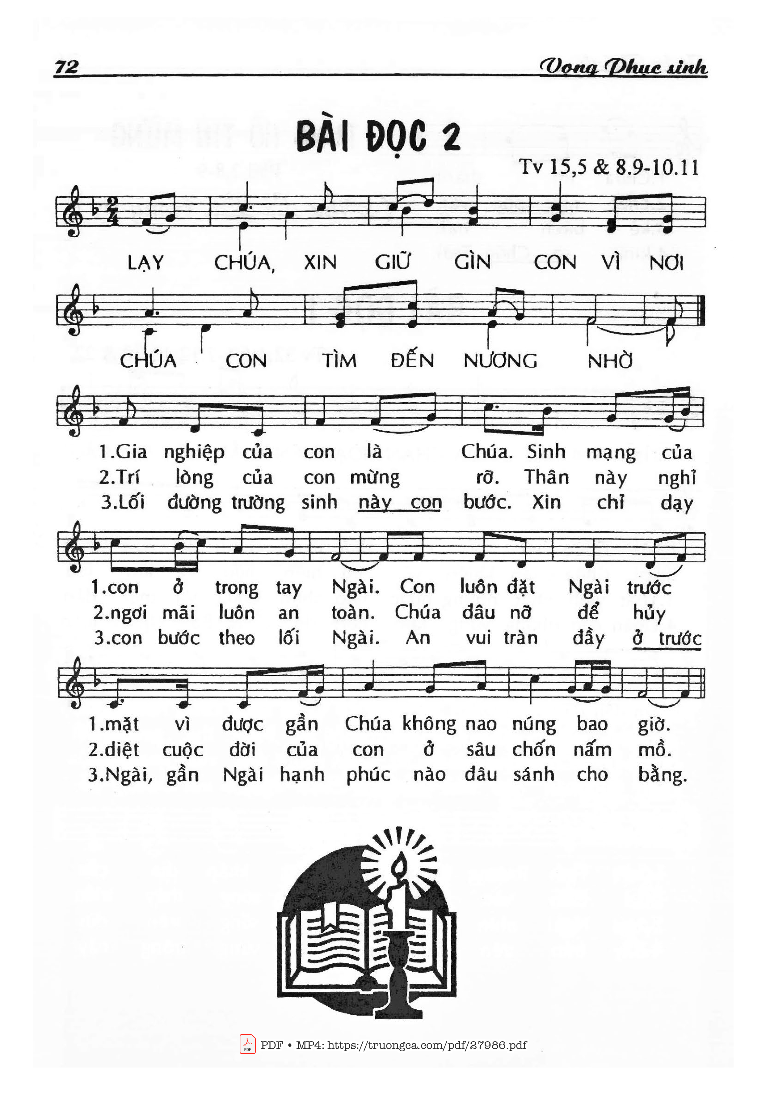 Sheet PDF of Thánh Vịnh 15, Vọng Phục Sinh - Bài Đọc 2