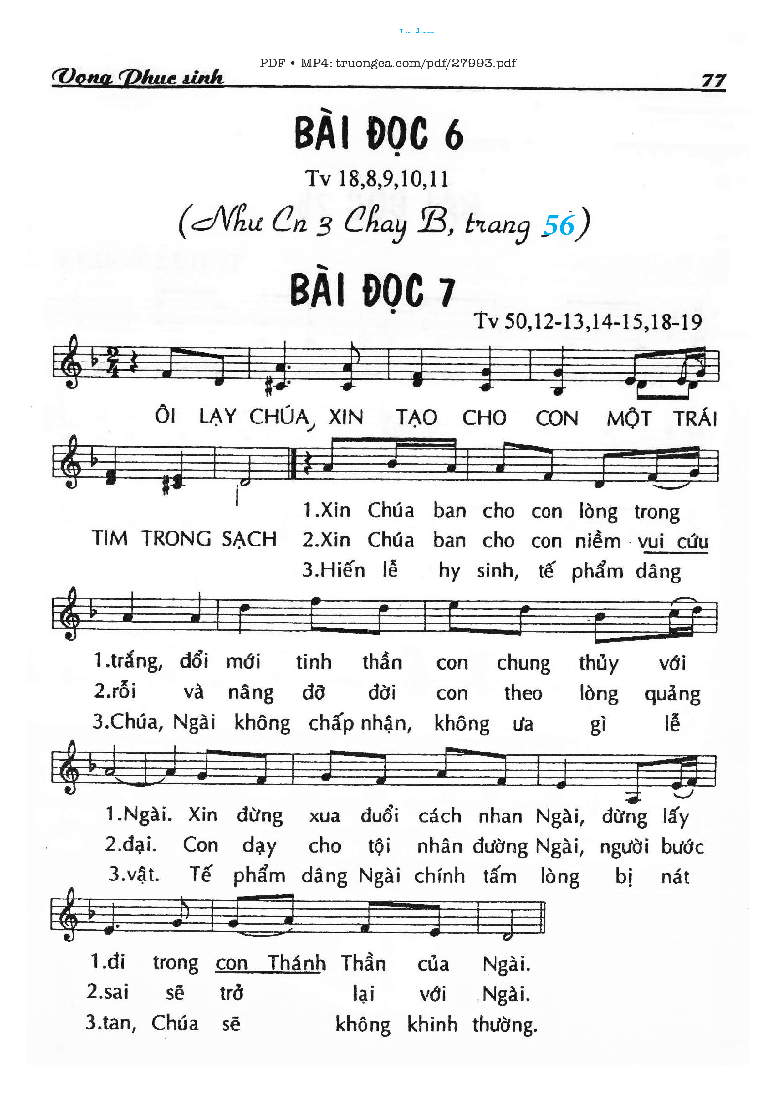 Sheet PDF of Thánh Vịnh 18, Vọng Phục Sinh - Bài Đọc 6
