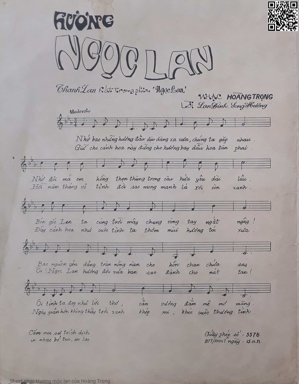 Page 2 of Sheet music PDF Hương mộc lan - Hoàng Trọng