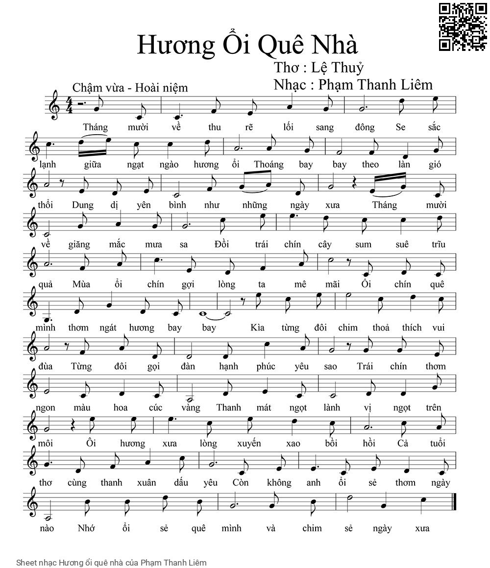Page 1 of Sheet music PDF Hương ổi quê nhà - Phạm Thanh Liêm