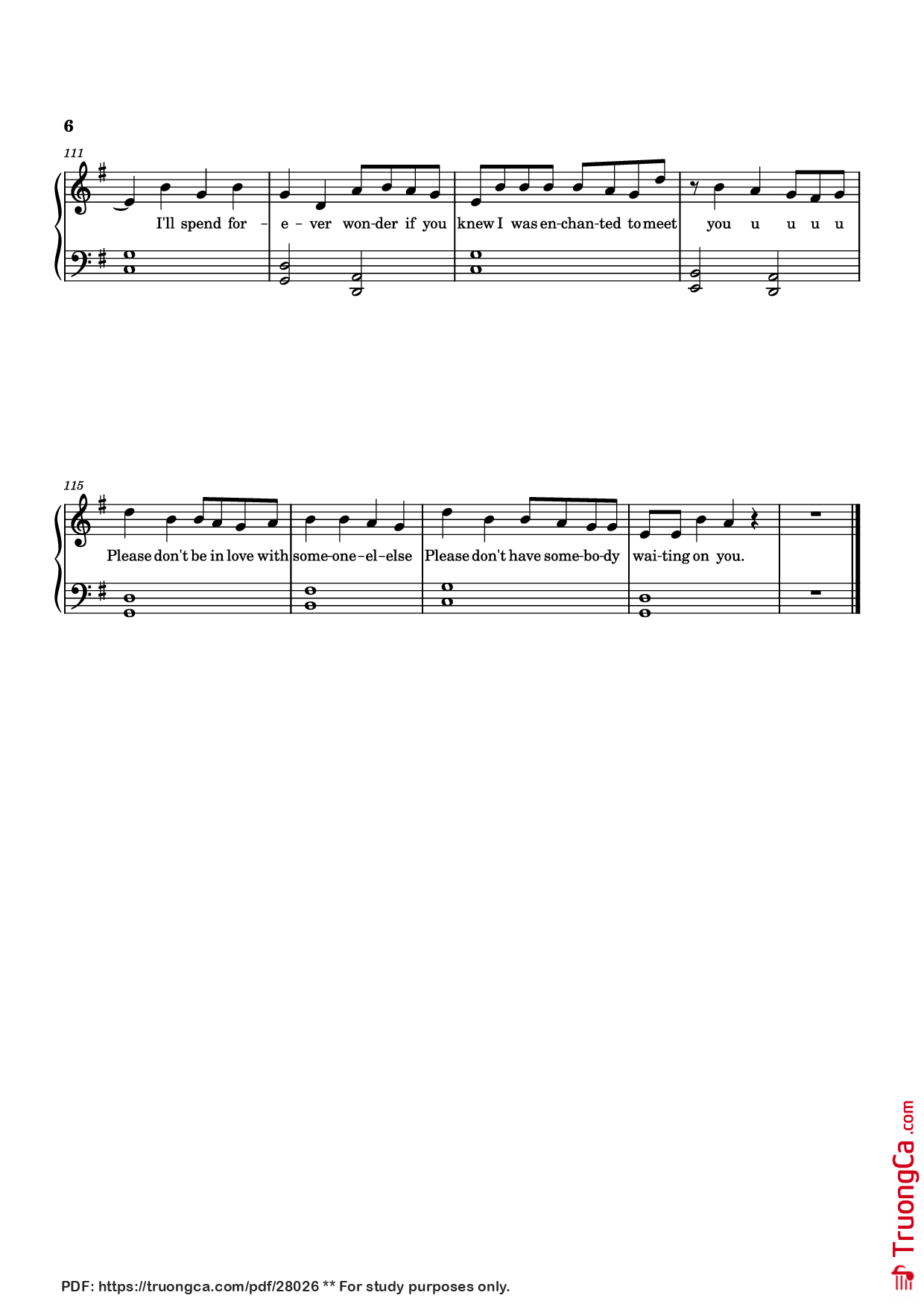 Page 6 of Sheet music PDF Piano Enchanted Piano easy - Taylor Swift