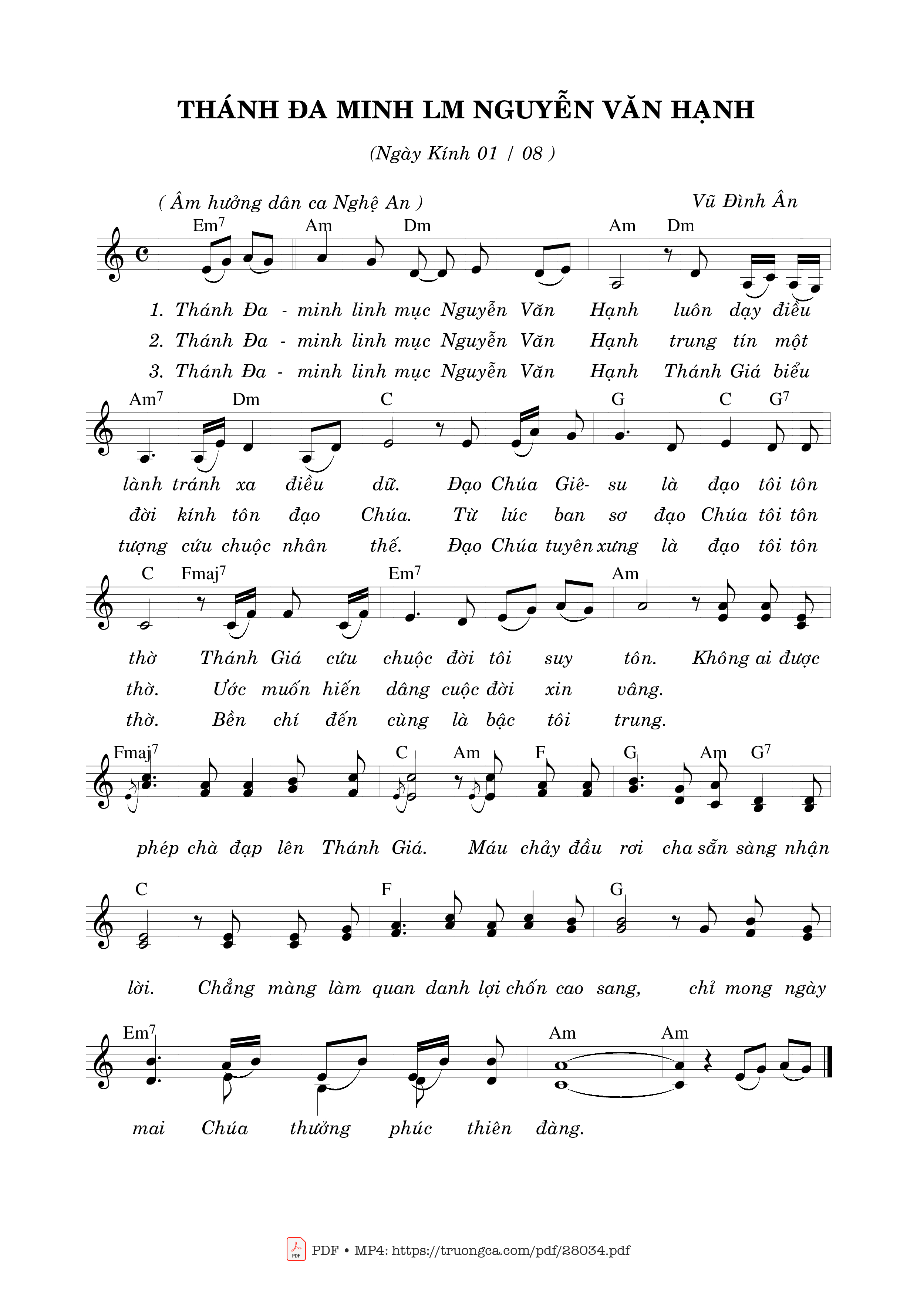 Sheet PDF of Thánh Đaminh Lm. Nguyễn Văn Hạnh (01.08)