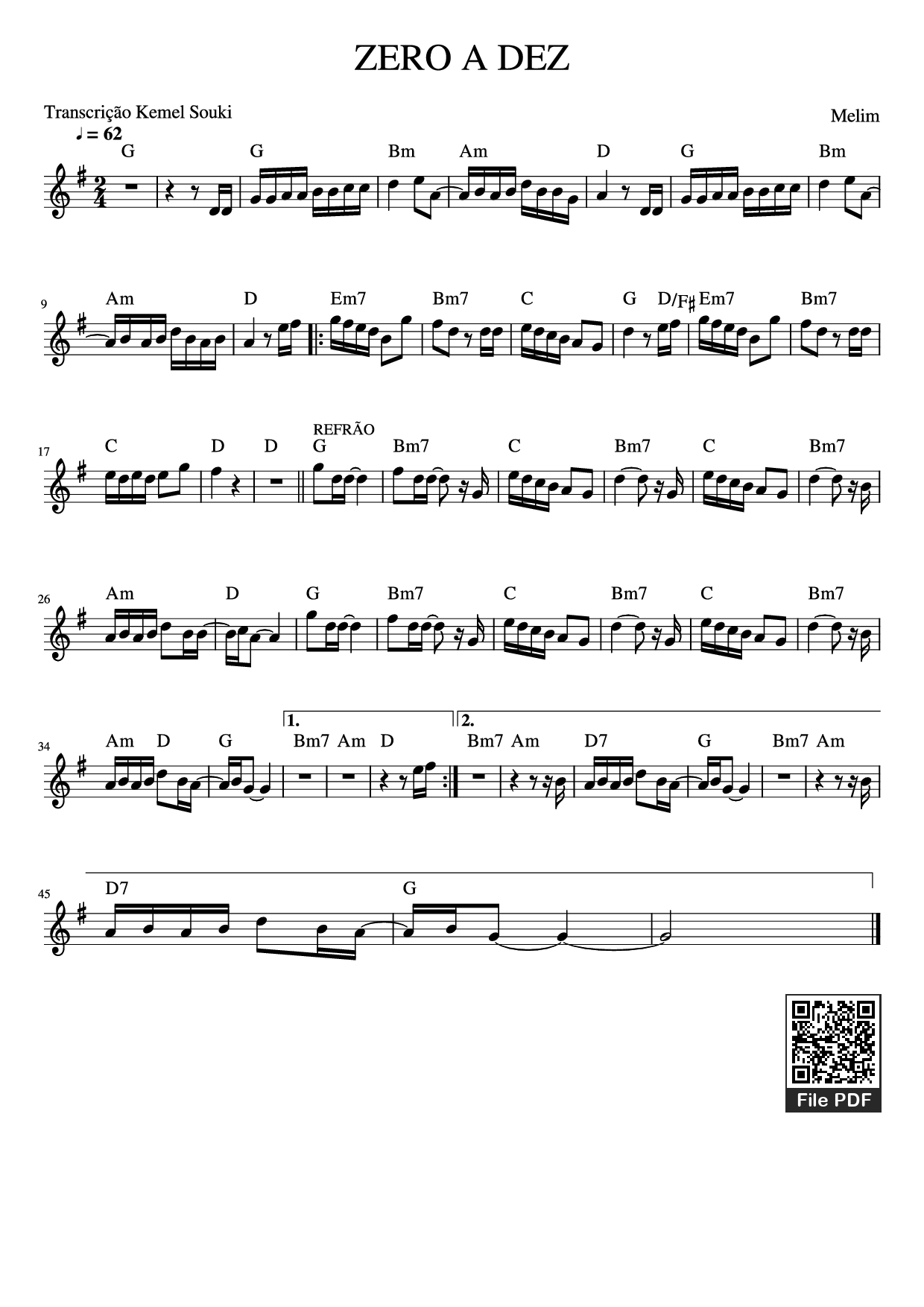 Page 1 of Sheet music PDF ZERO A DEZ Violin - Melim