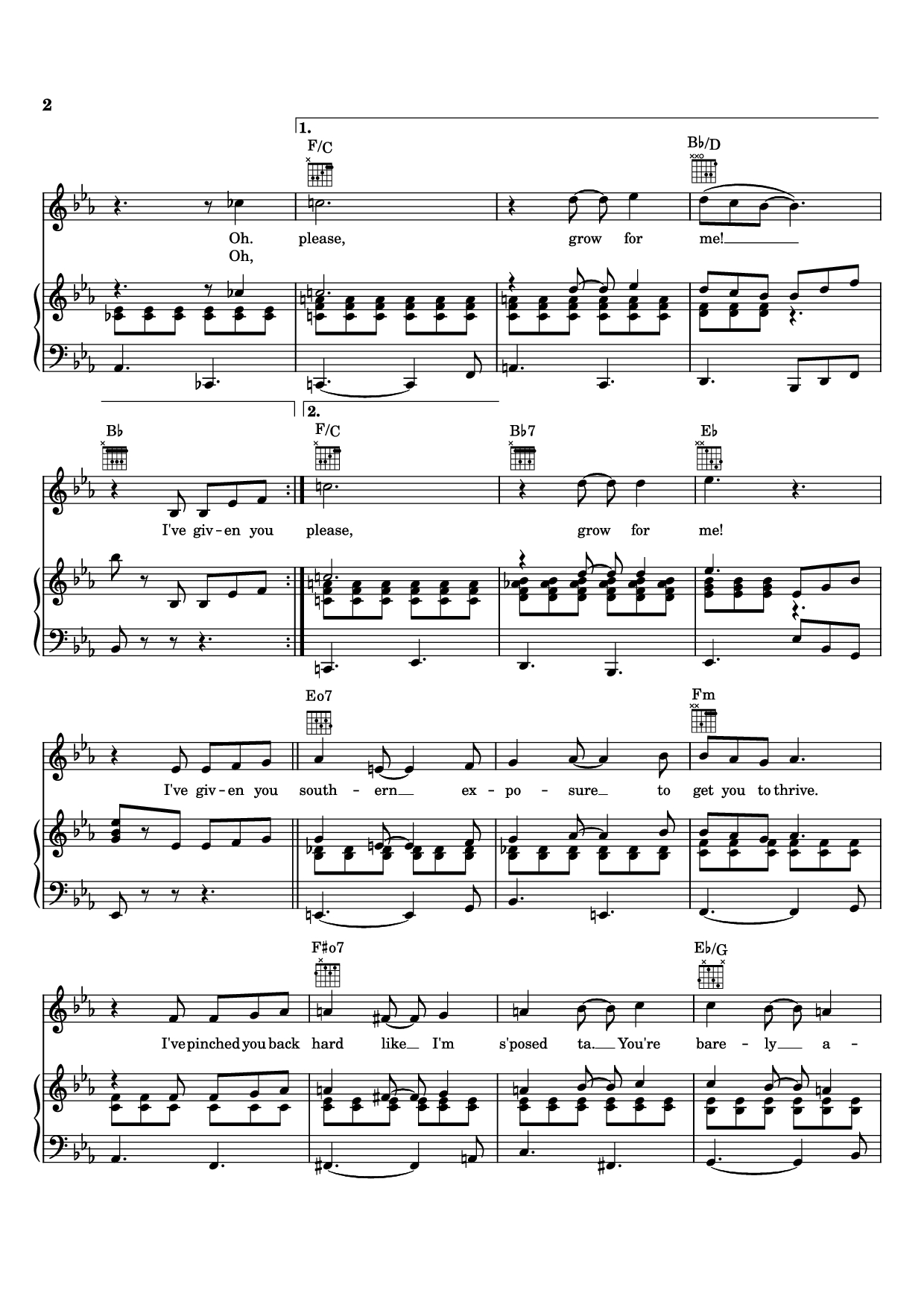 Page 2 of Sheet music PDF Piano Grow For Me Piano - Alan Menken