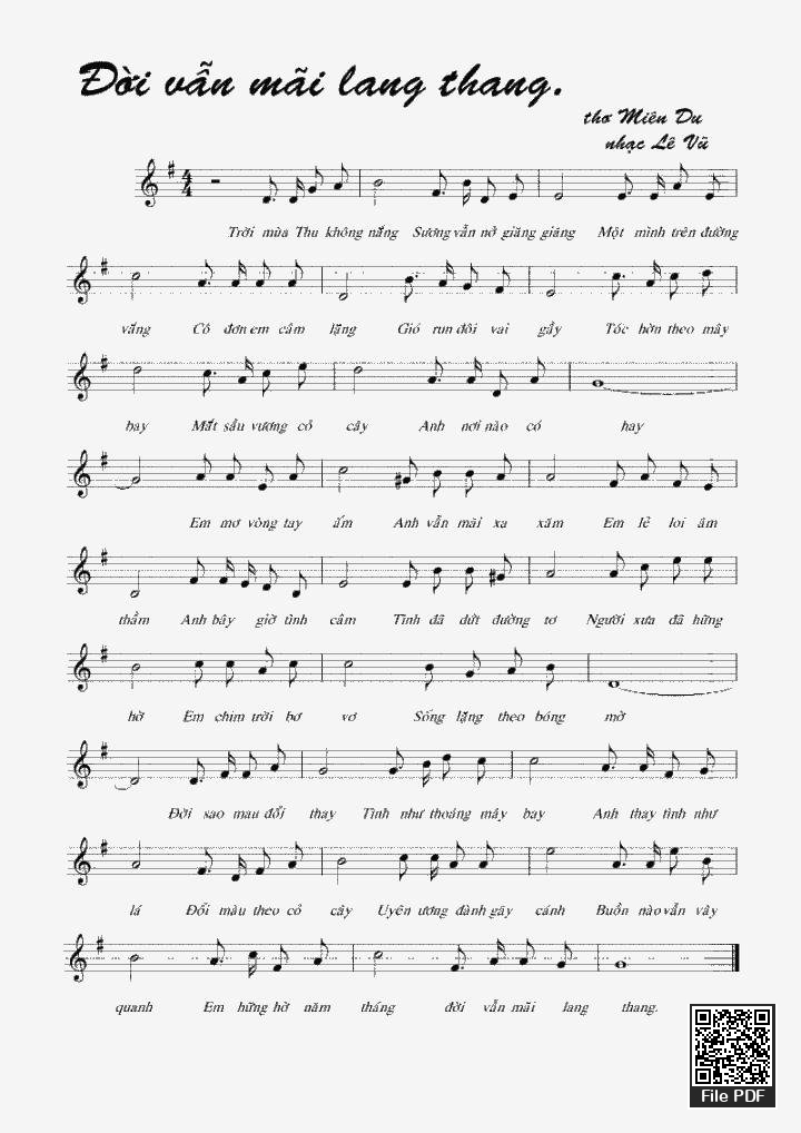 Sheet PDF of Đời Vẫn Mãi Lang Thang