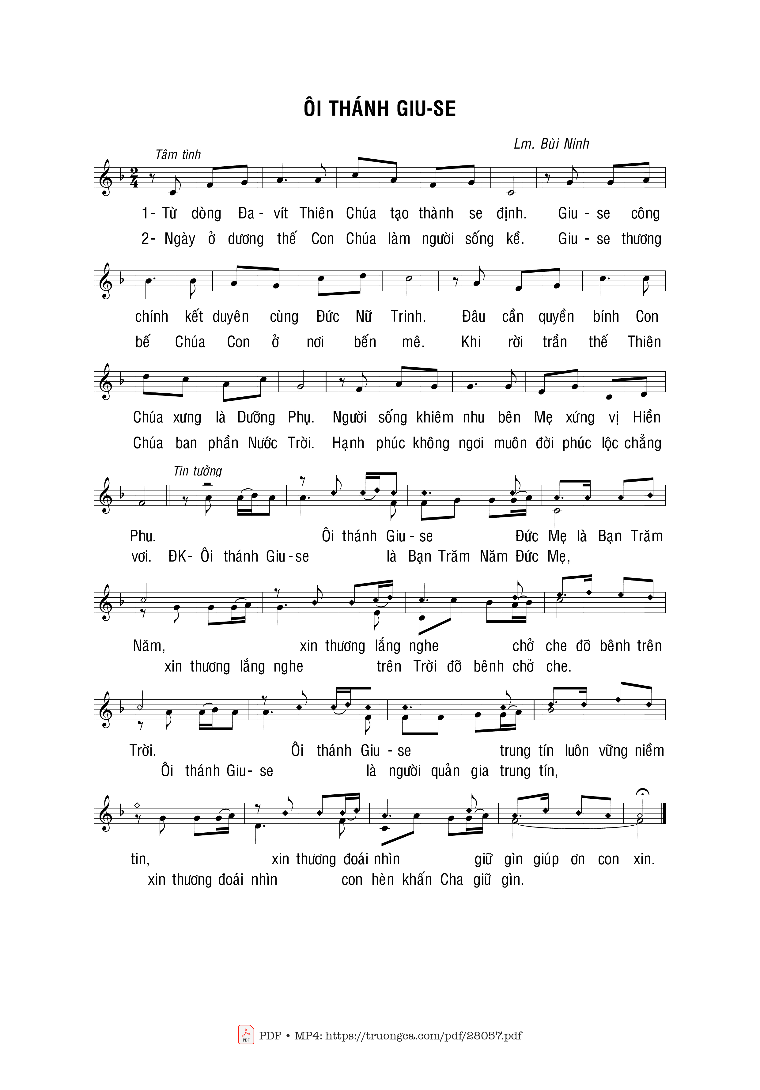 Page 1 of Sheet music PDF Ôi Thánh Giuse - Bùi Ninh