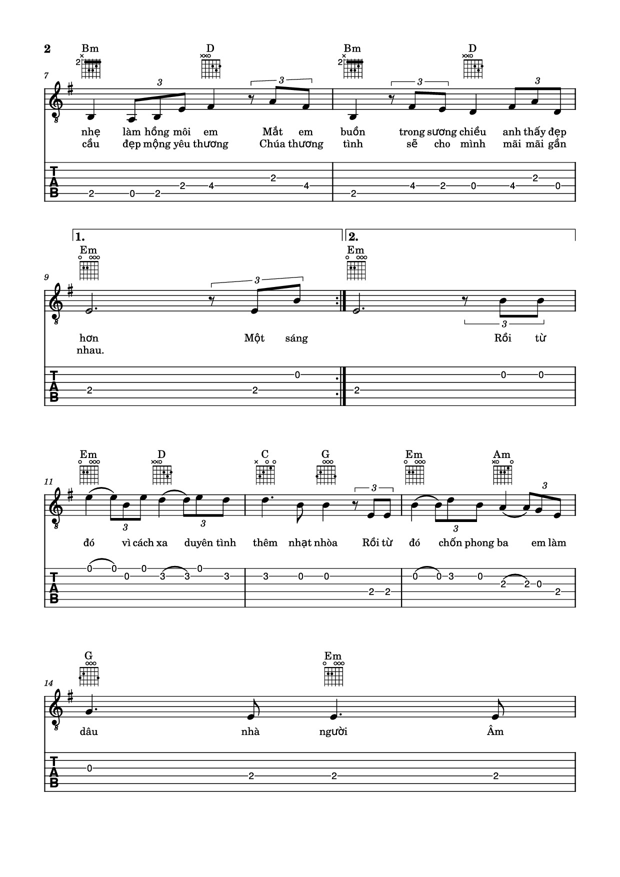 Page 2 of Sheet music PDF Guitar Tab Thành Phố Buồn Guitar TAB - Lam Phương