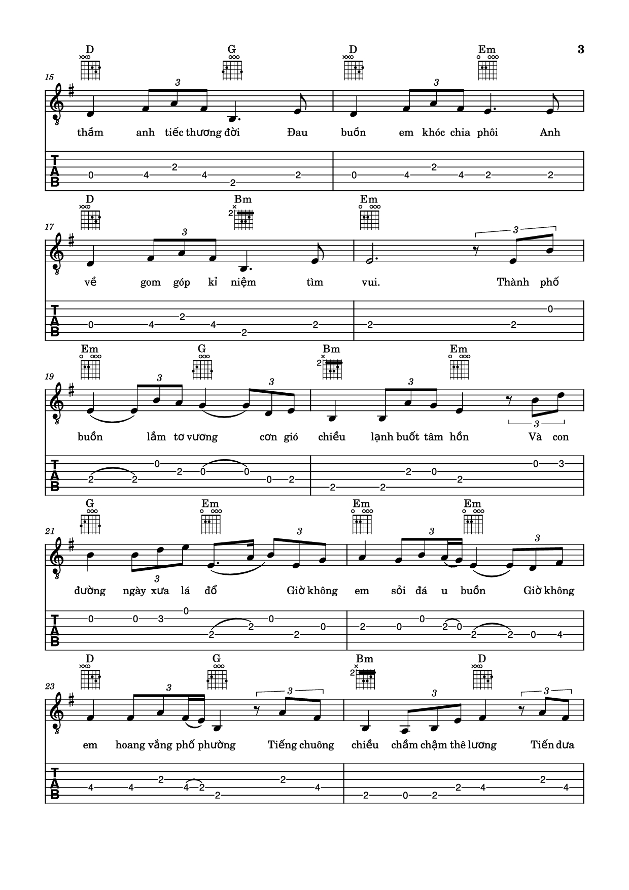 Page 3 of Sheet music PDF Guitar Tab Thành Phố Buồn Guitar TAB - Lam Phương