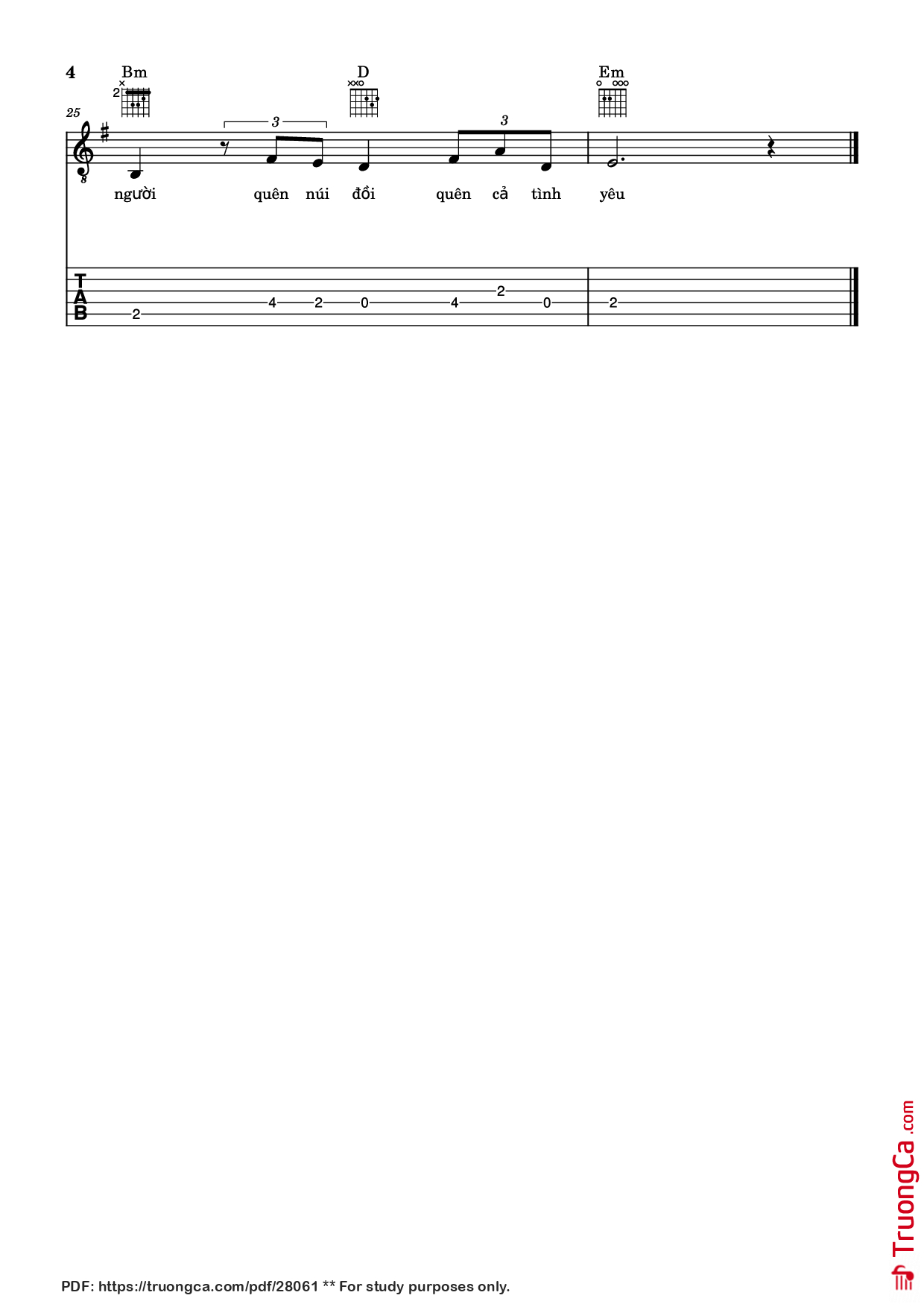 Page 4 of Sheet music PDF Guitar Tab Thành Phố Buồn Guitar TAB - Lam Phương