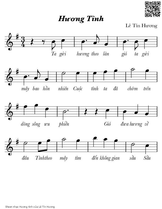 Page 1 of Sheet music PDF Hương tình - Lê Tín Hương