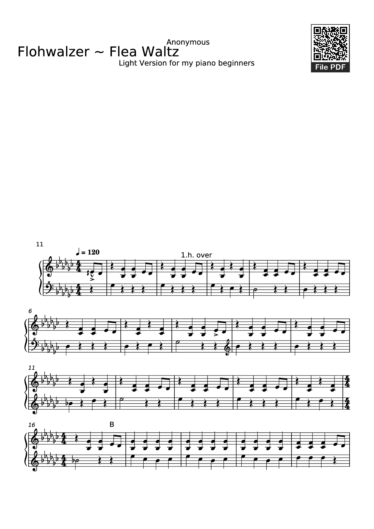 Sheet PDF of Flohwalzer ~ Flea Waltz Piano