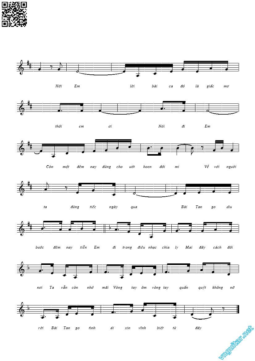 Page 2 of Sheet music PDF Bài tango giã từ - Hoàng Nhạc Đô