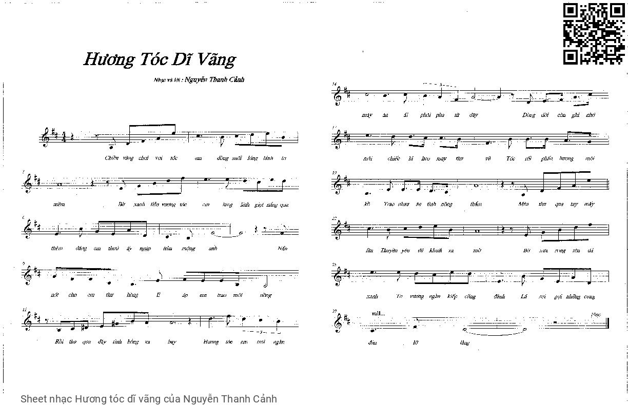Sheet PDF of Hương tóc dĩ vãng