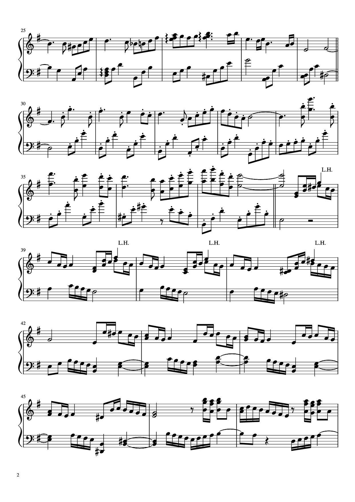Page 2 of Sheet music PDF 看得见海的街道 Piano - 作曲：久石让