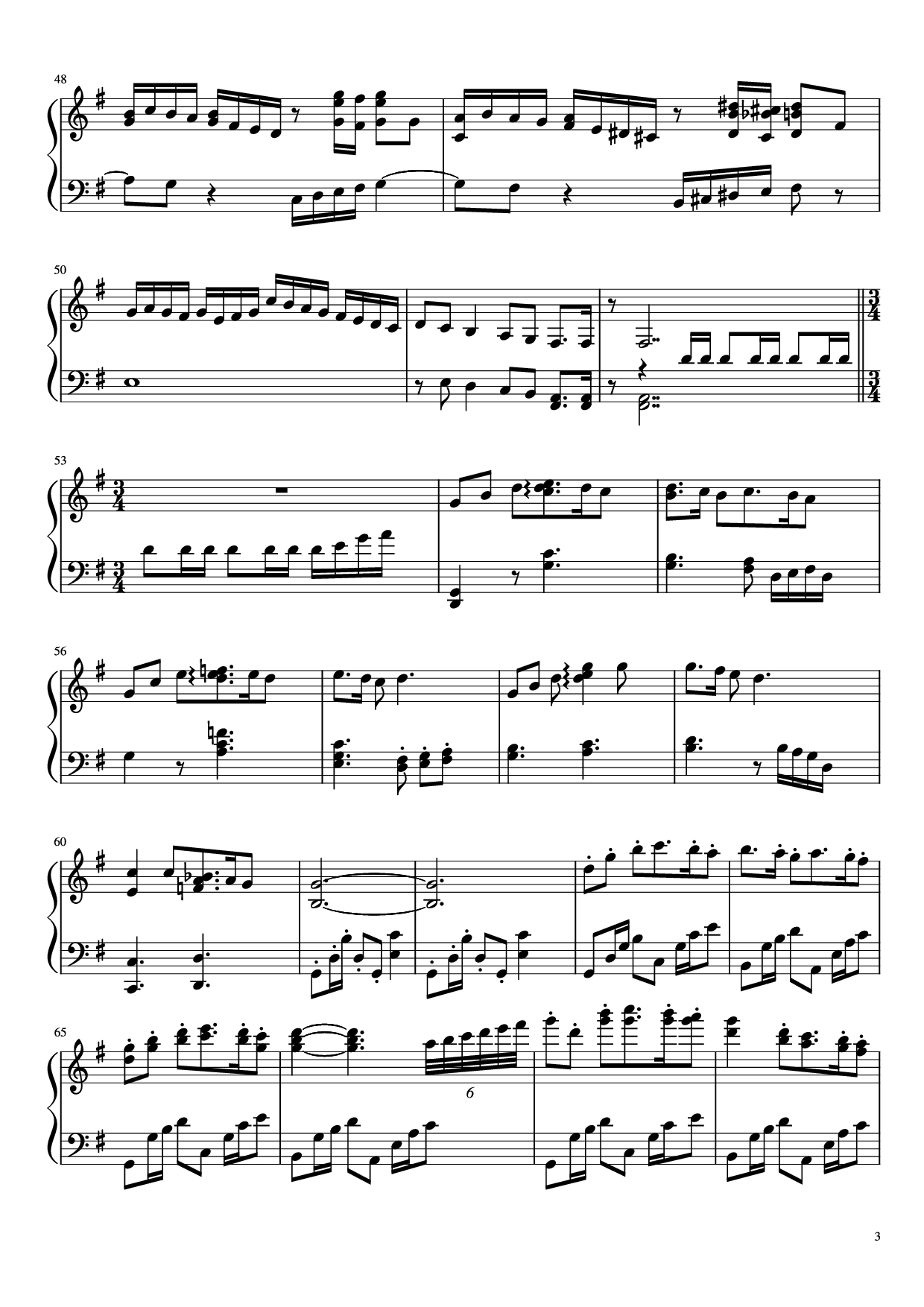 Page 3 of Sheet music PDF 看得见海的街道 Piano - 作曲：久石让