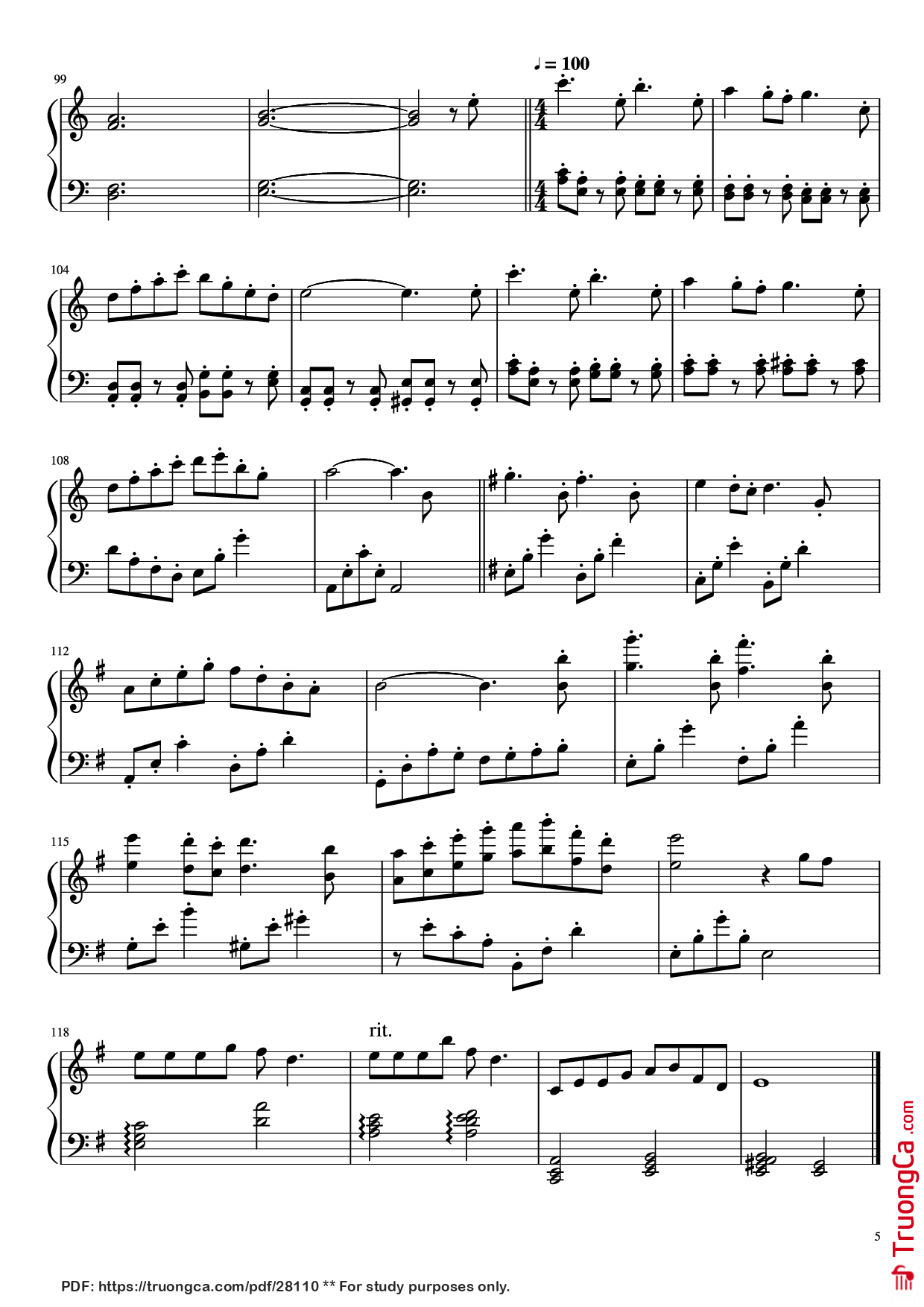 Page 5 of Sheet music PDF 看得见海的街道 Piano - 作曲：久石让