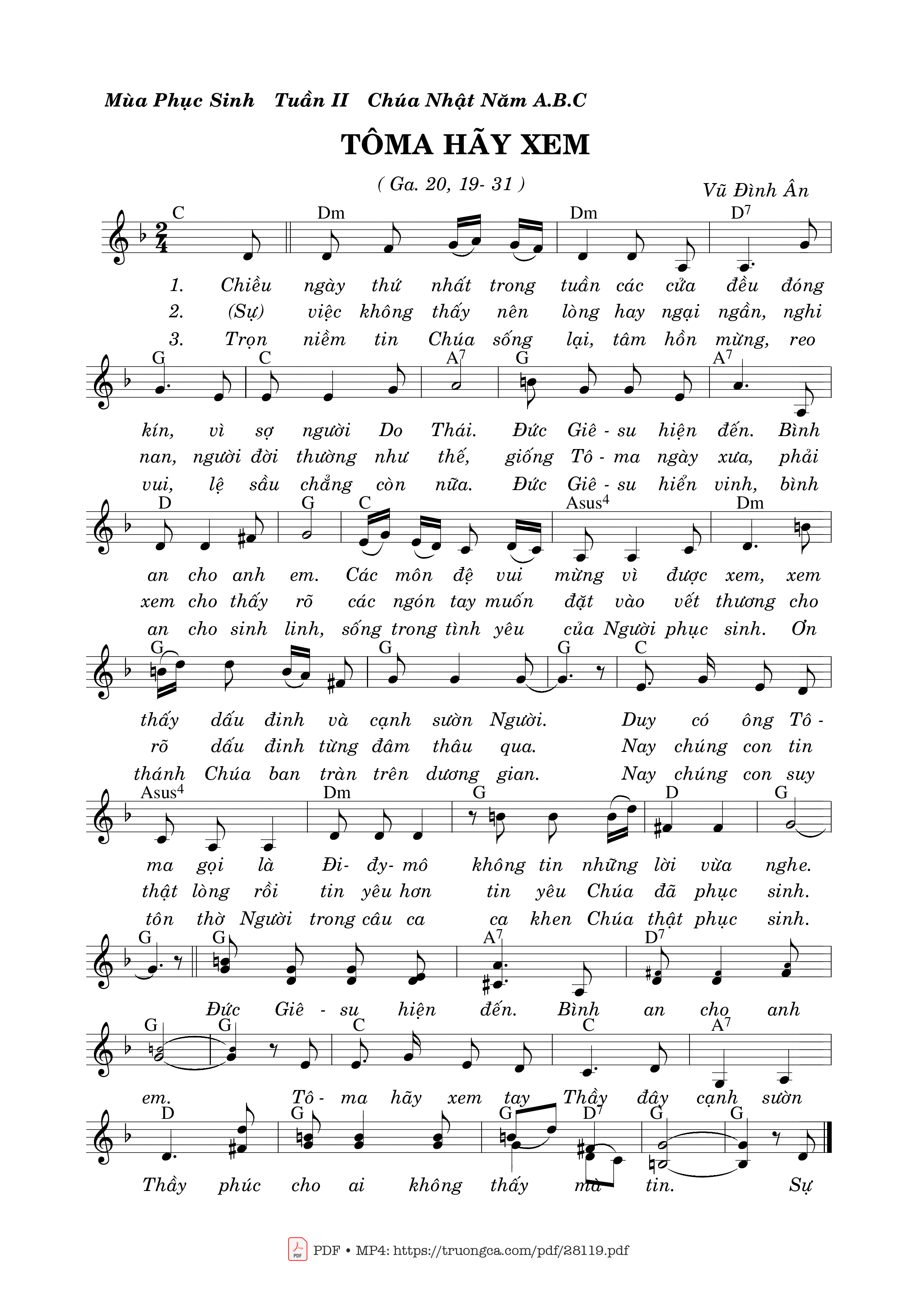 Sheet PDF of Tôma Hãy Xem - Vũ Đình Ân