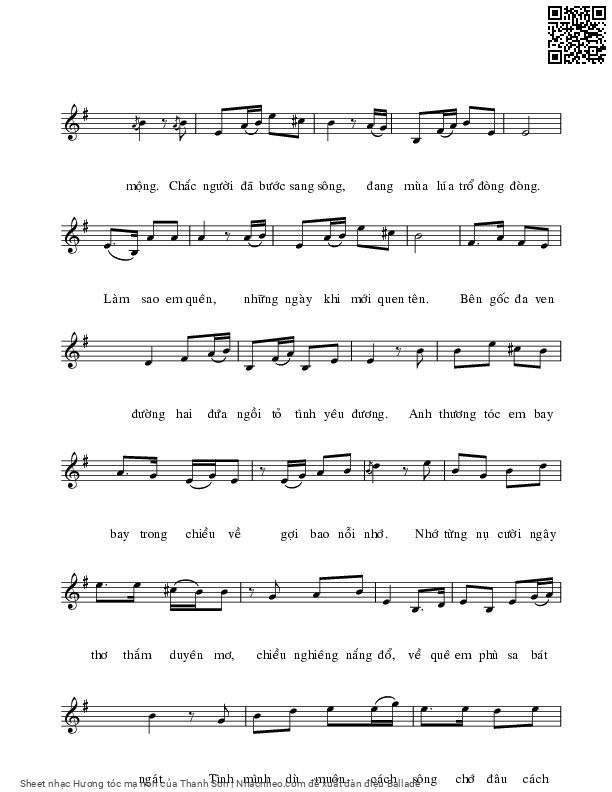 Page 2 of Sheet music PDF Hương tóc mạ non - Thanh Sơn