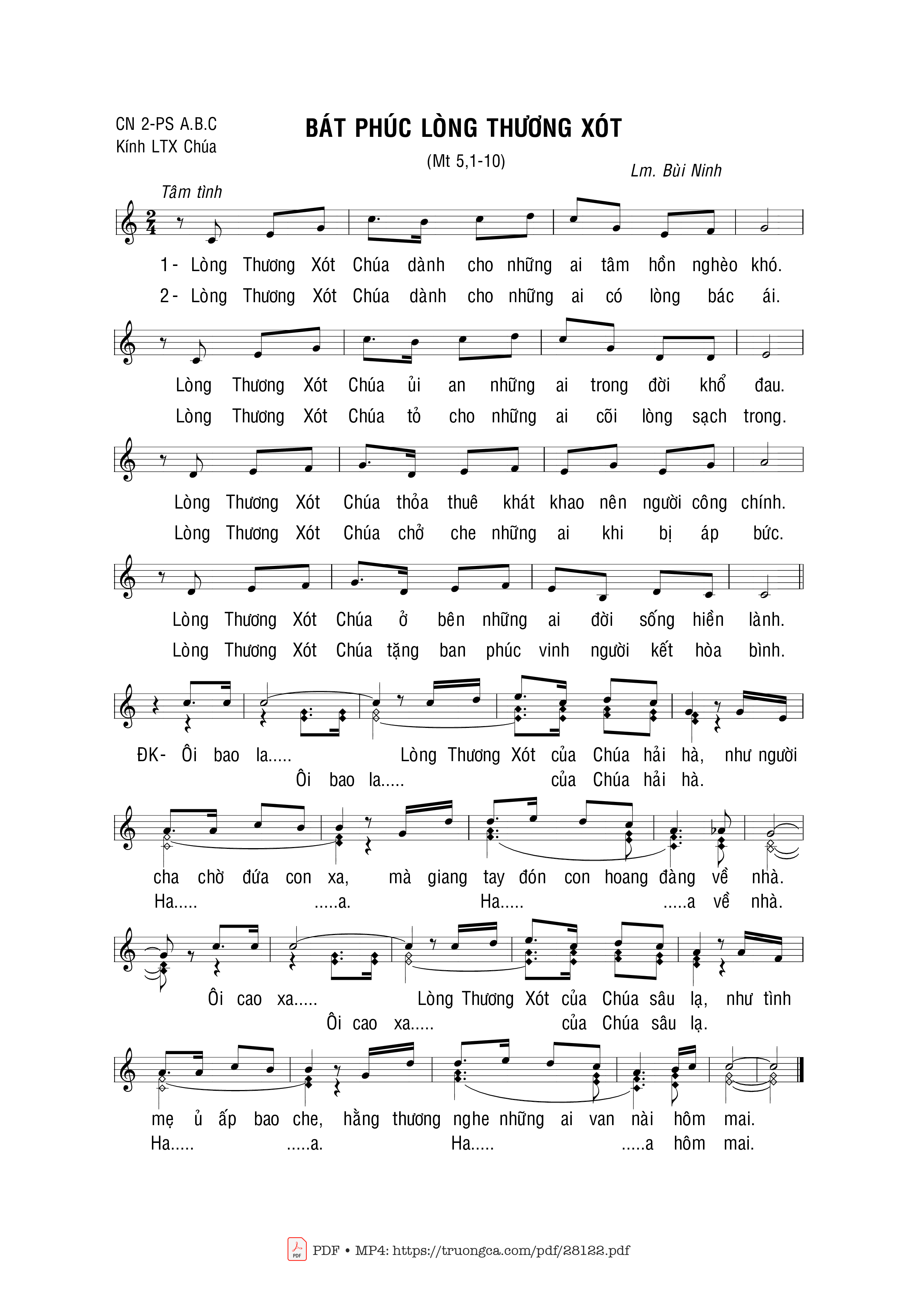 Sheet PDF of Bát Phúc Lòng Thương Xót