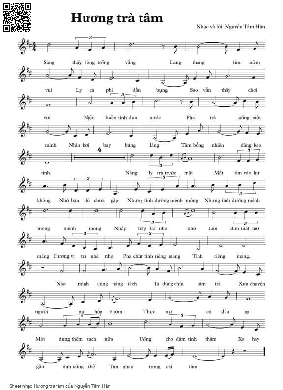 Page 1 of Sheet music PDF Hương trà tâm - Nguyễn Tâm Hàn