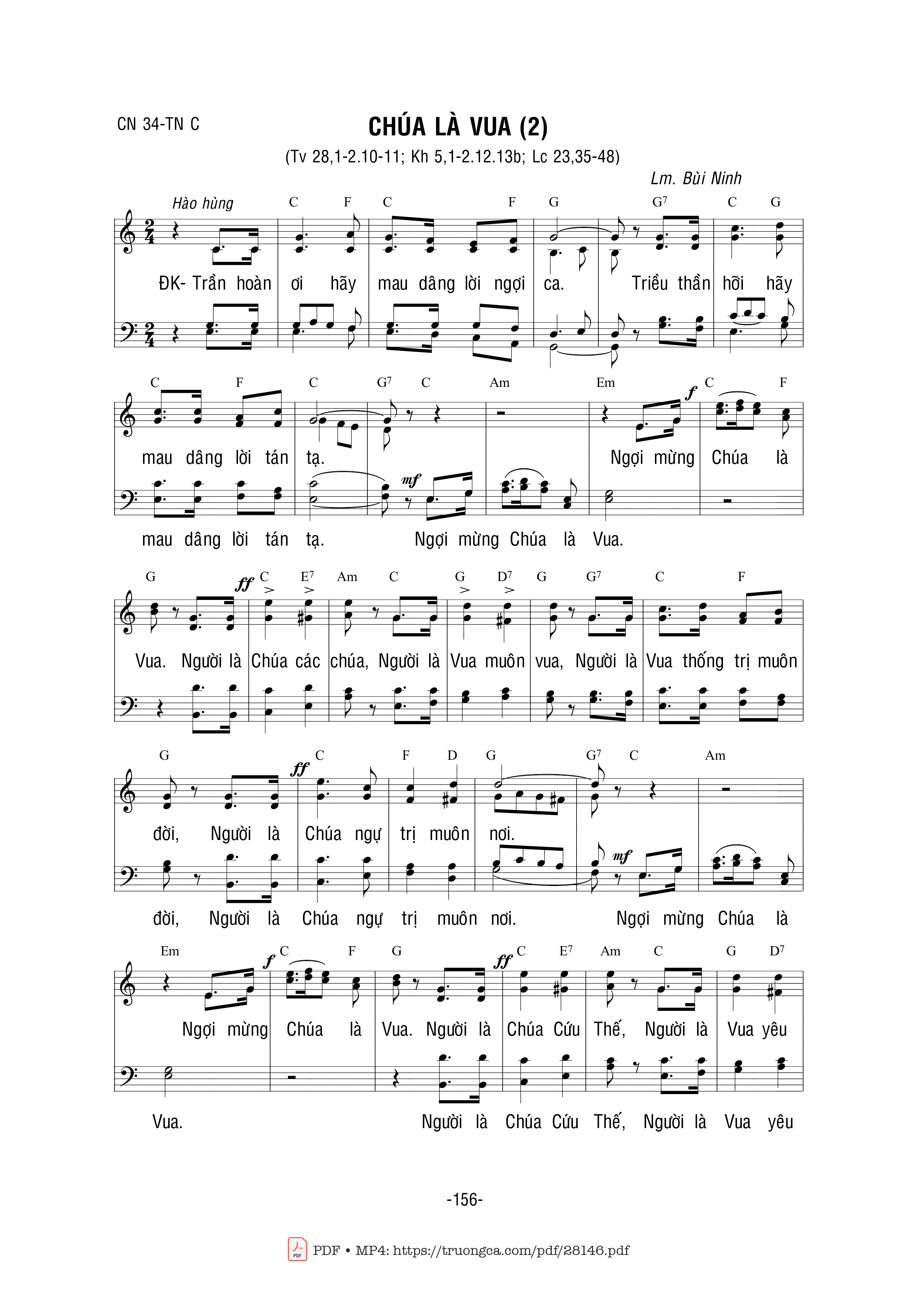 Page 2 of Sheet music PDF Chúa Là Vua - Bùi Ninh