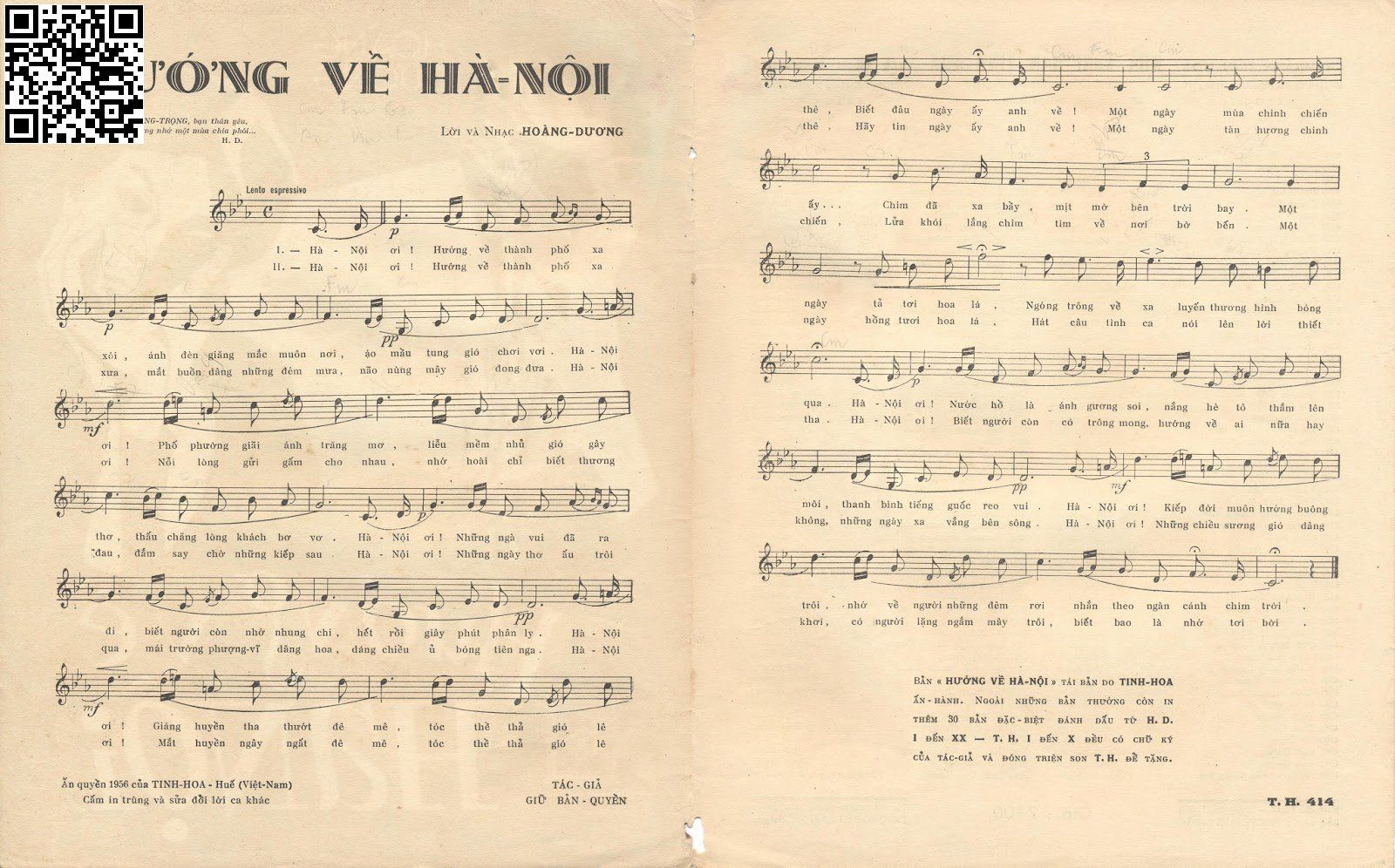 Page 2 of Sheet music PDF Hướng về Hà Nội - Hoàng Dương