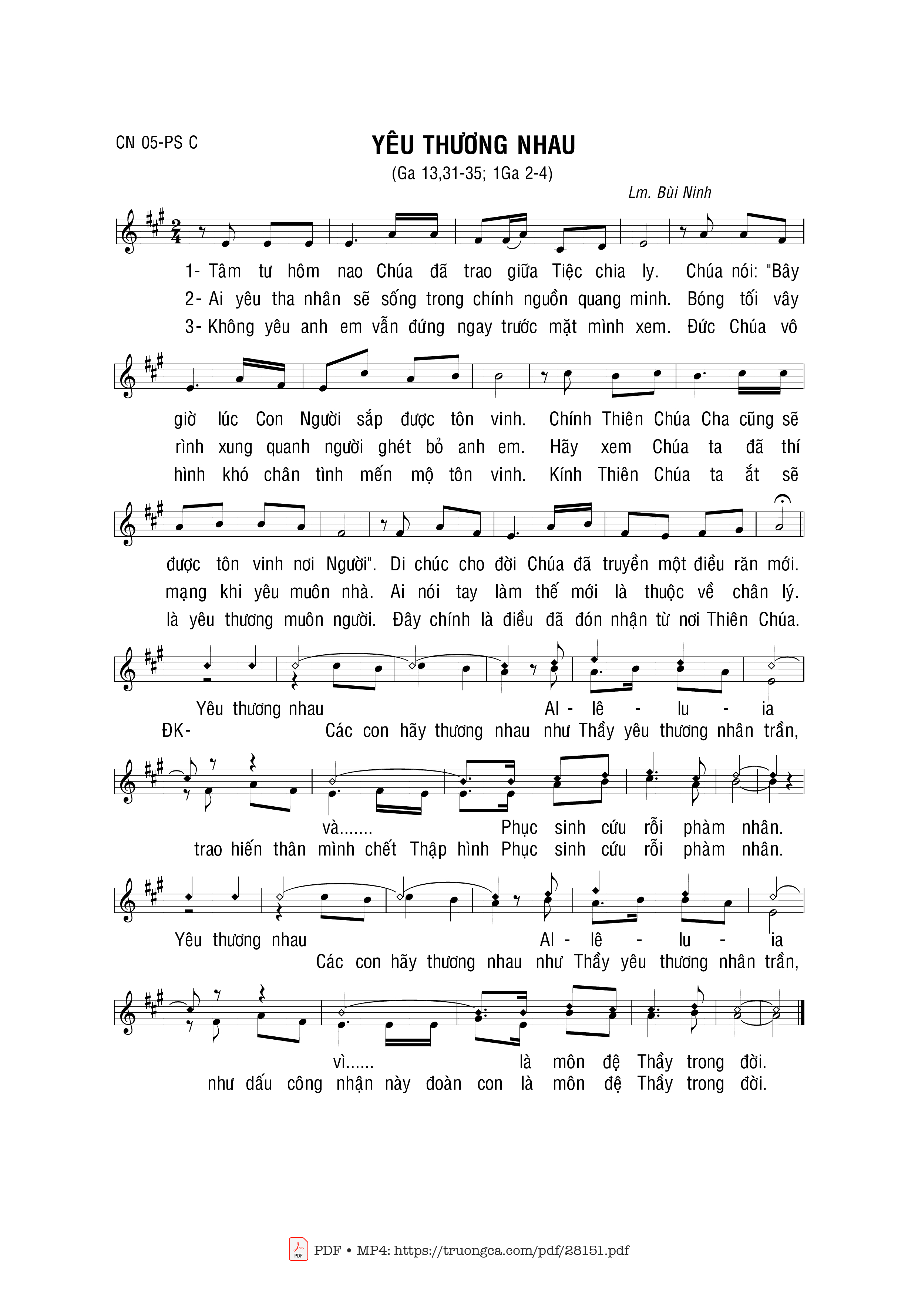 Page 1 of Sheet music PDF Yêu Thương Nhau - Bùi Ninh