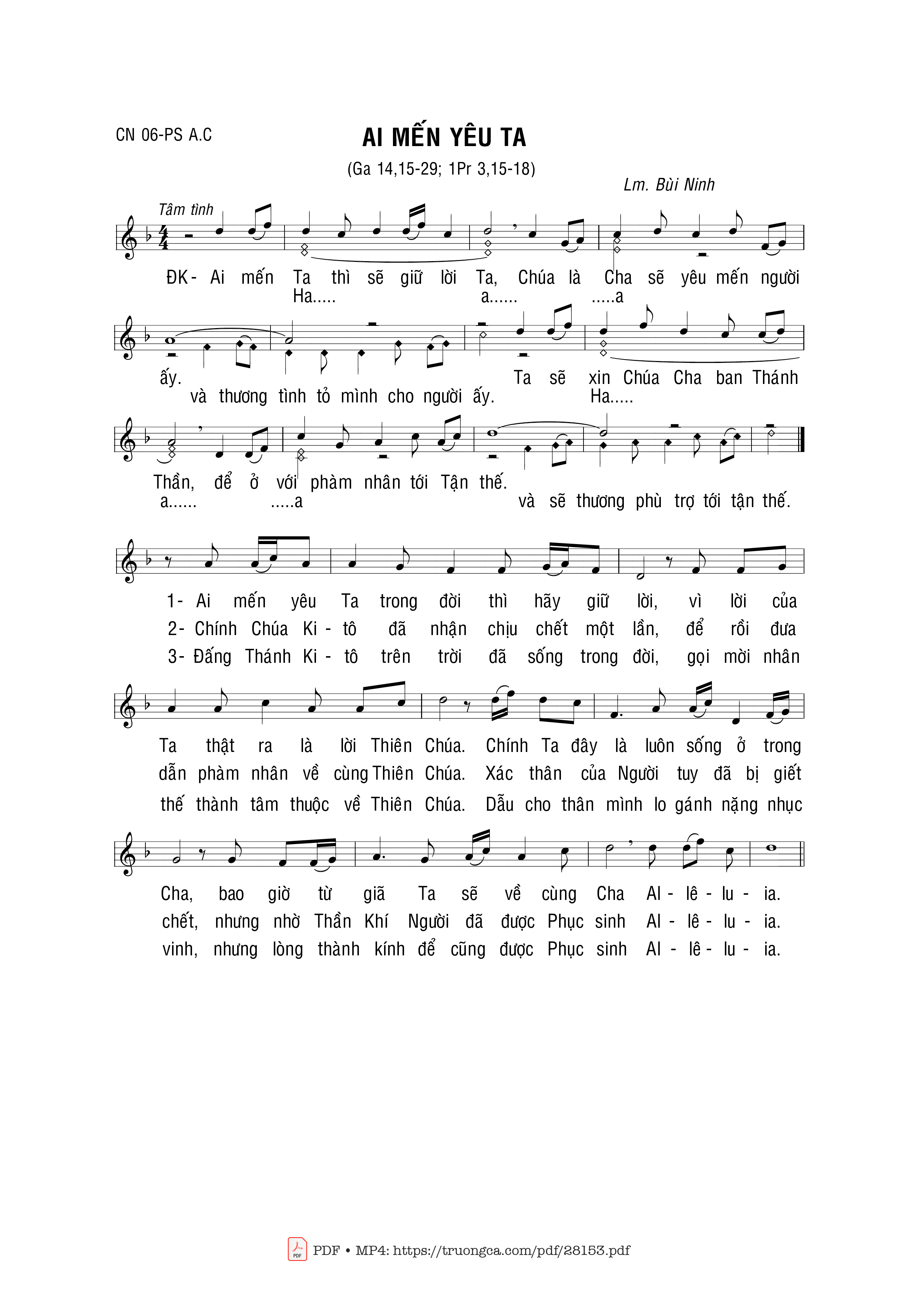 Page 1 of Sheet music PDF Ai Yêu Mến Ta - Bùi Ninh