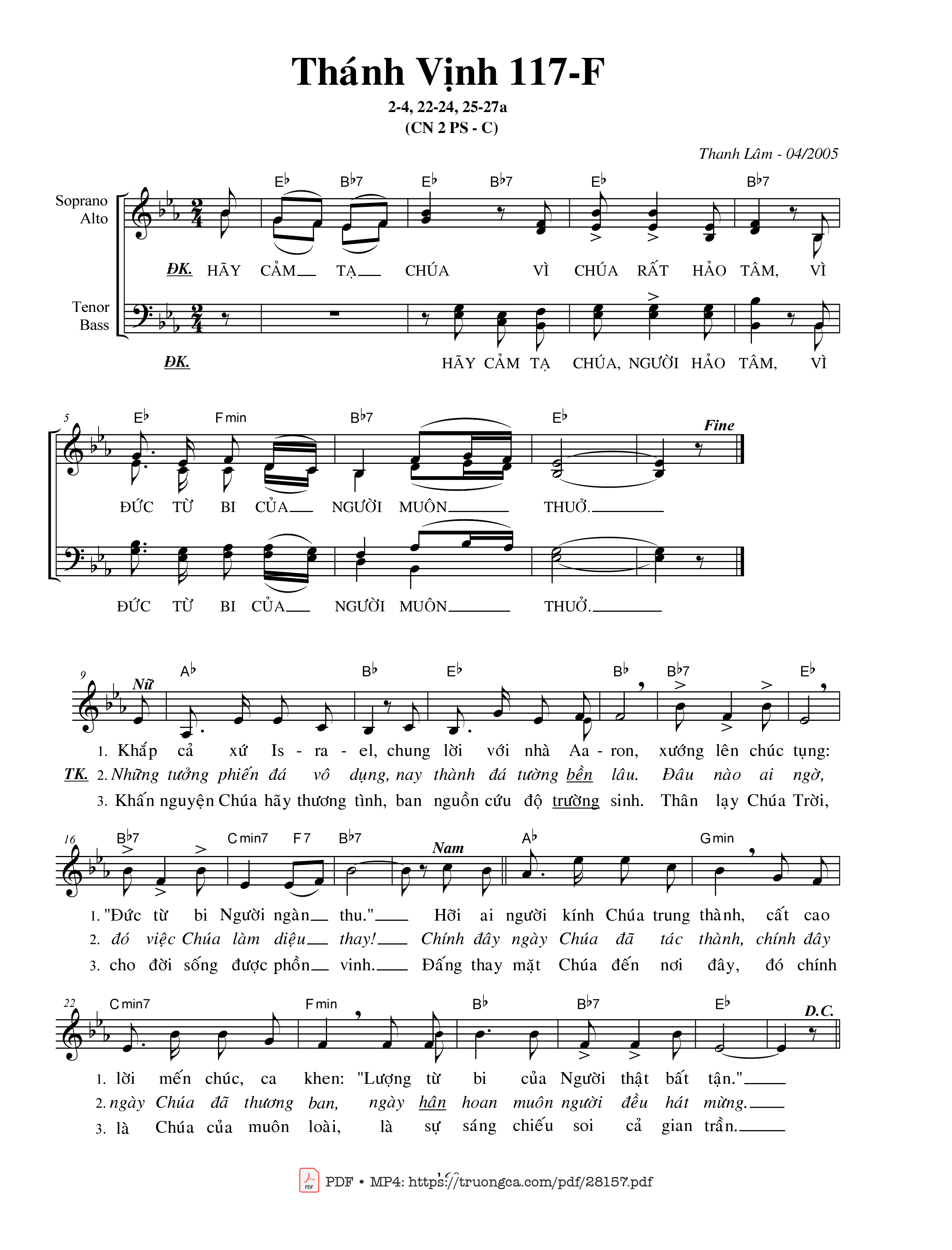 Sheet PDF of Thánh Vịnh 117, Chúa Nhật 2C Phục Sinh