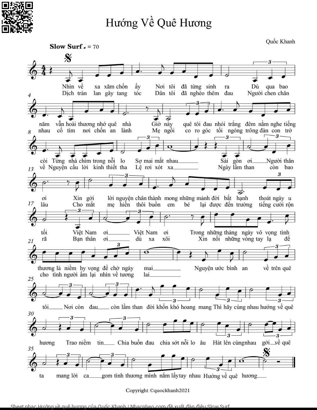 Sheet PDF of Hướng về quê hương