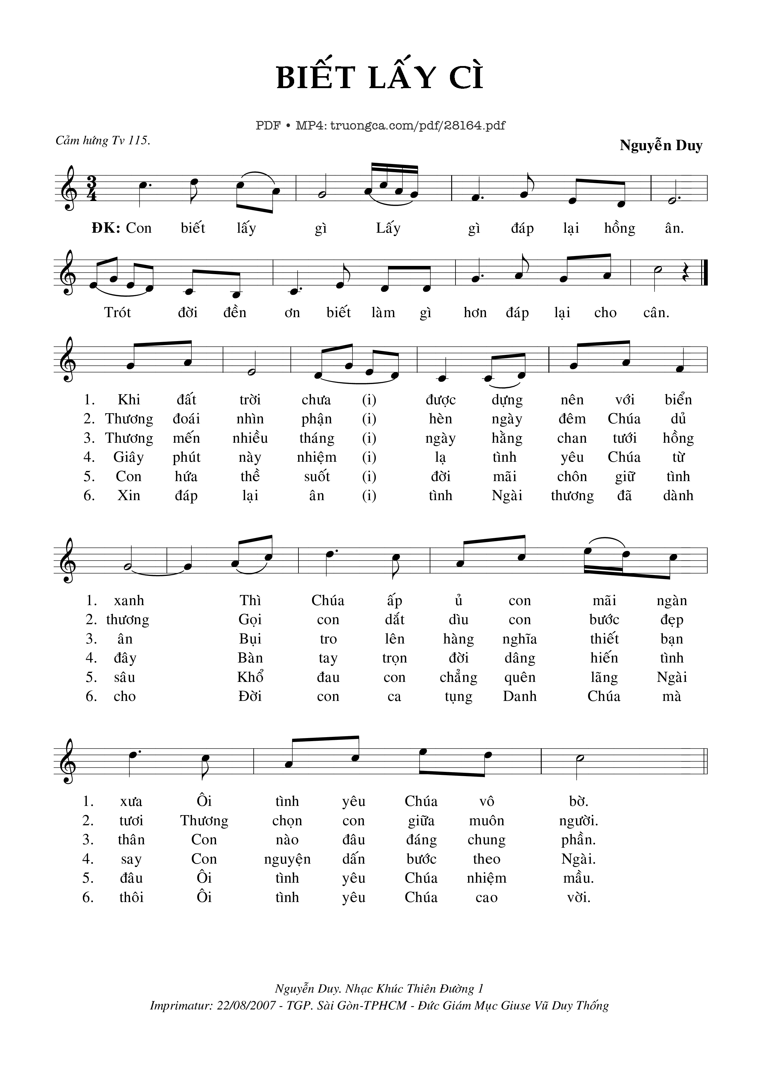 Sheet PDF of Biết Lấy Gì