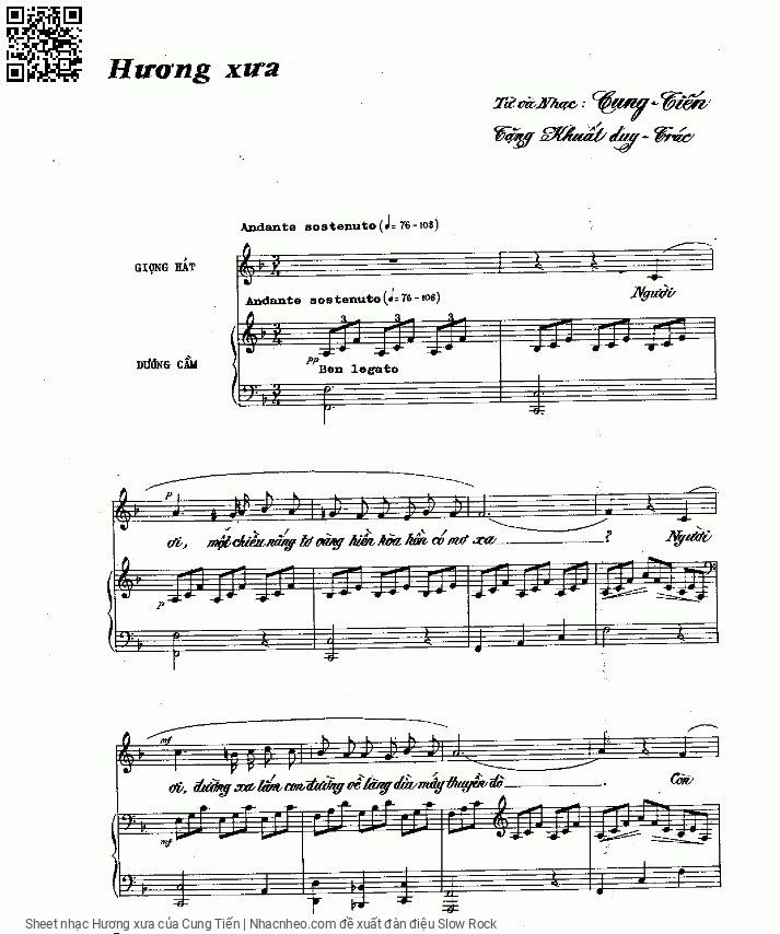 Sheet PDF of Hương xưa - Cung Tiến