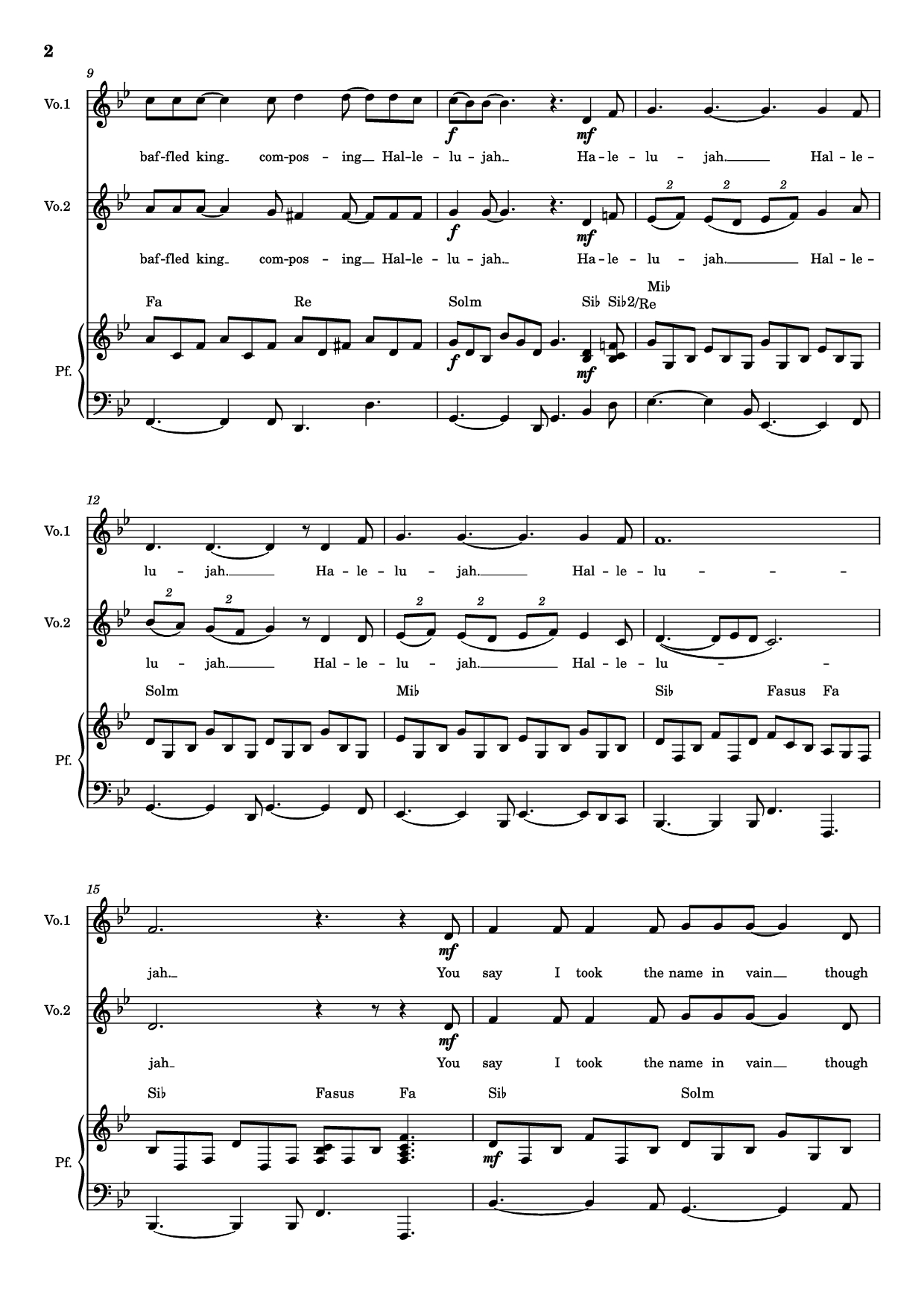 Page 2 of Sheet music PDF Piano Hallelujah Piano - Parole e musica di