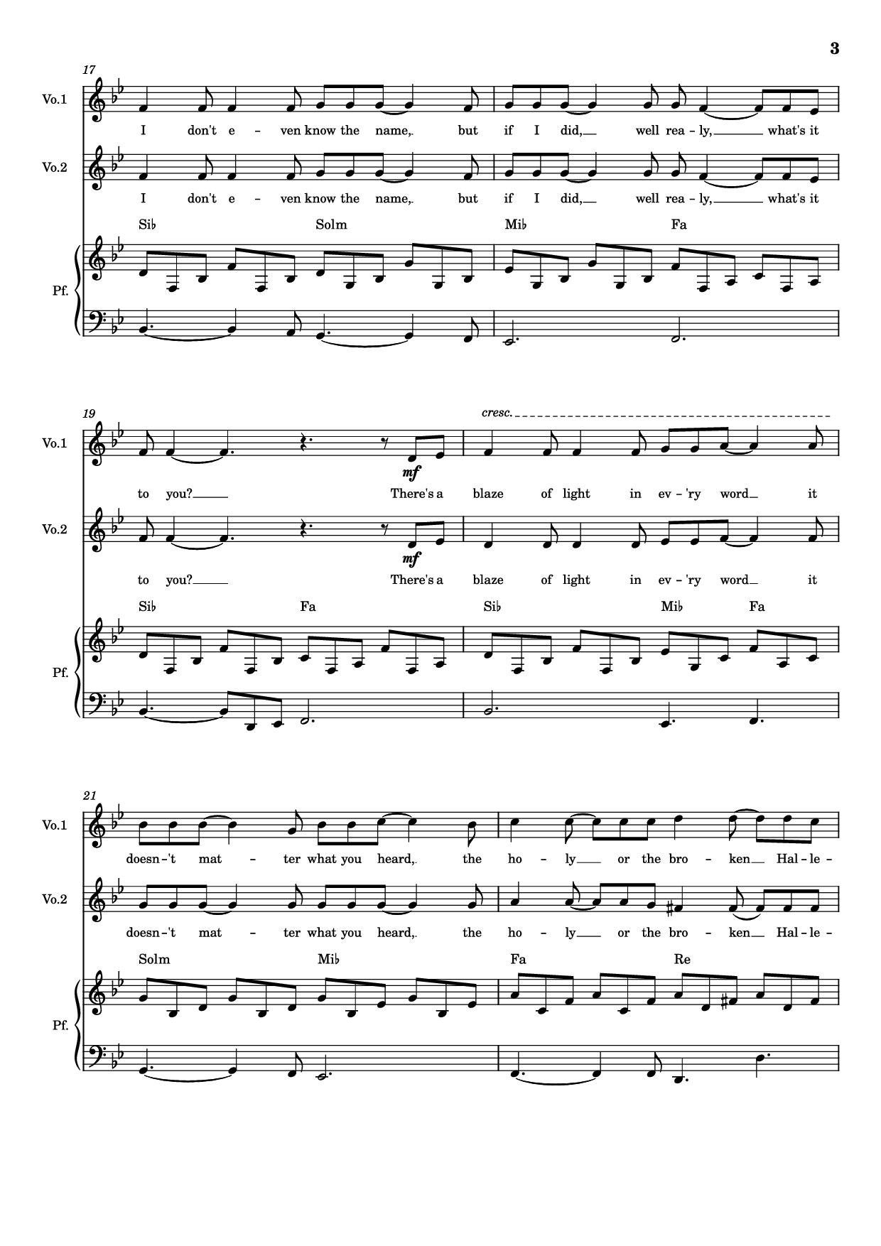 Page 3 of Sheet music PDF Piano Hallelujah Piano - Parole e musica di