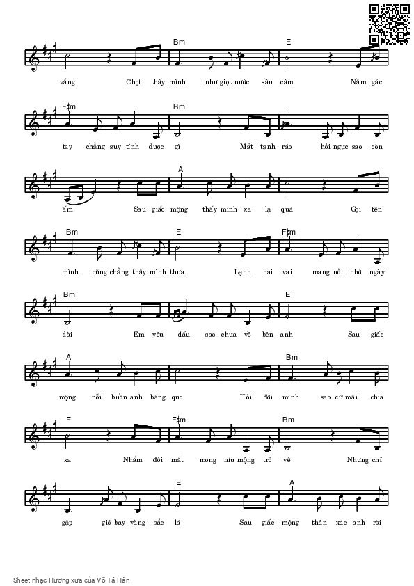 Page 2 of Sheet music PDF Hương xưa - Võ Tá Hân