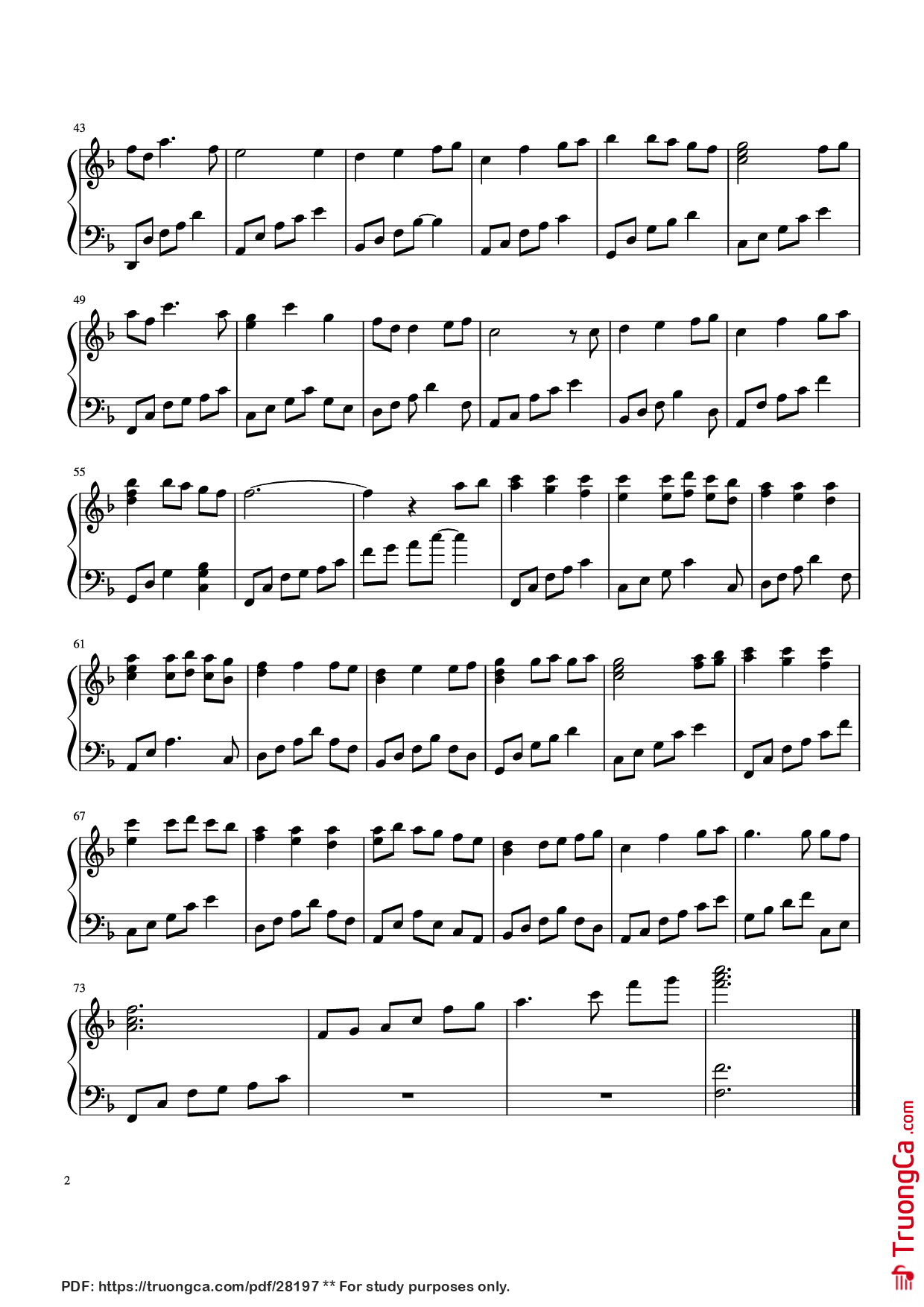 Page 2 of Sheet music PDF Always With Me - Joe Hisaishi