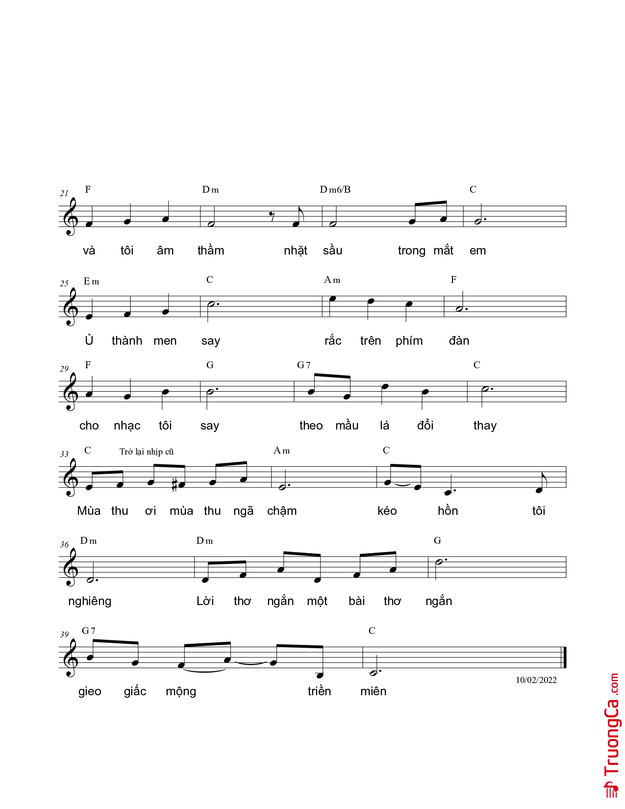 Page 2 of Sheet music PDF Đoản khúc thu cho em - Nguyên Bích