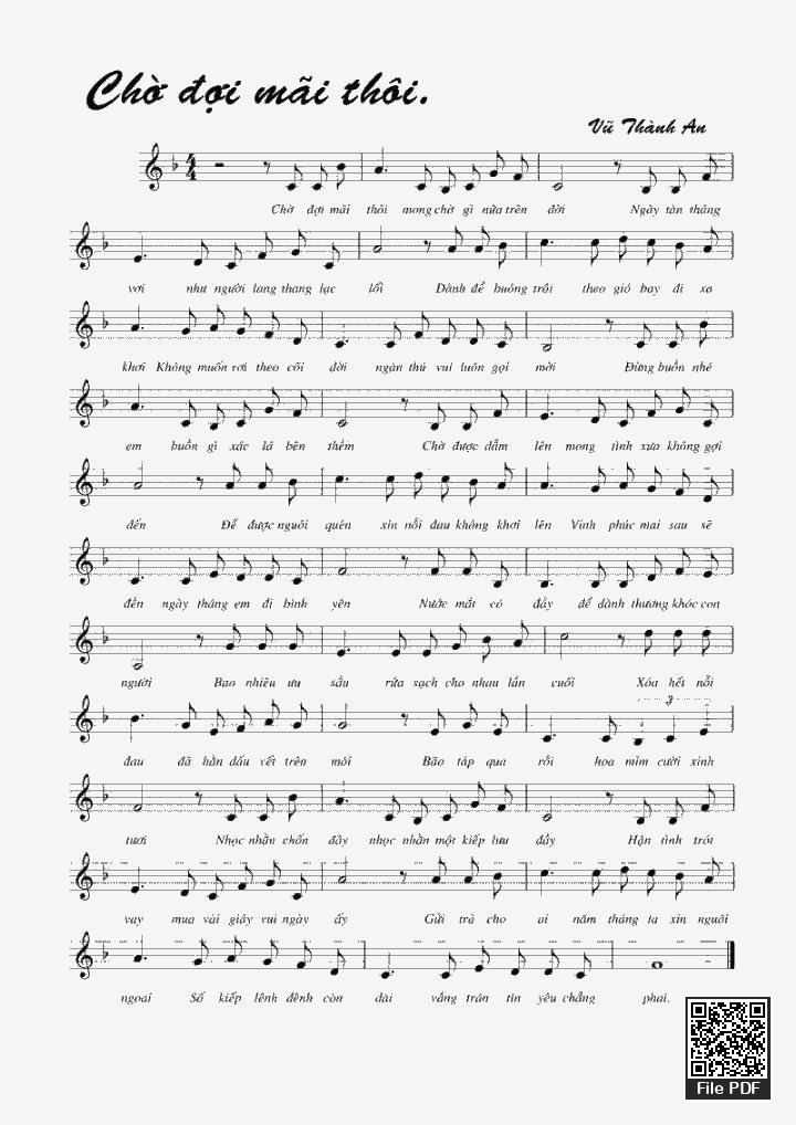 Page 1 of Sheet music PDF Chờ Đợi Mãi Thôi - Vũ Thành An