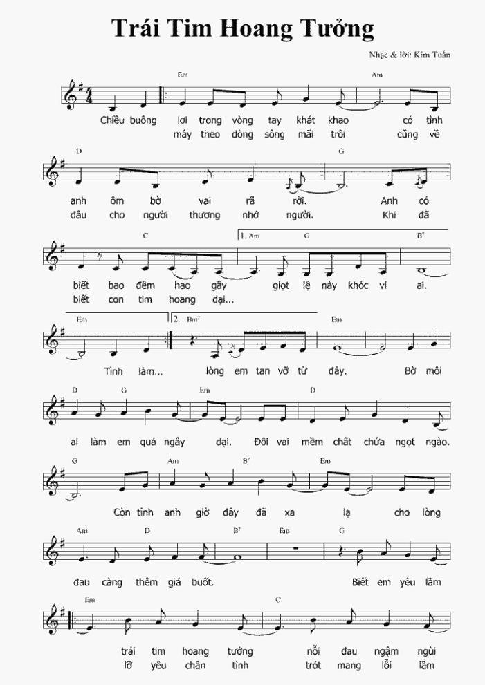Sheet PDF of Trái Tim Hoang Tưởng