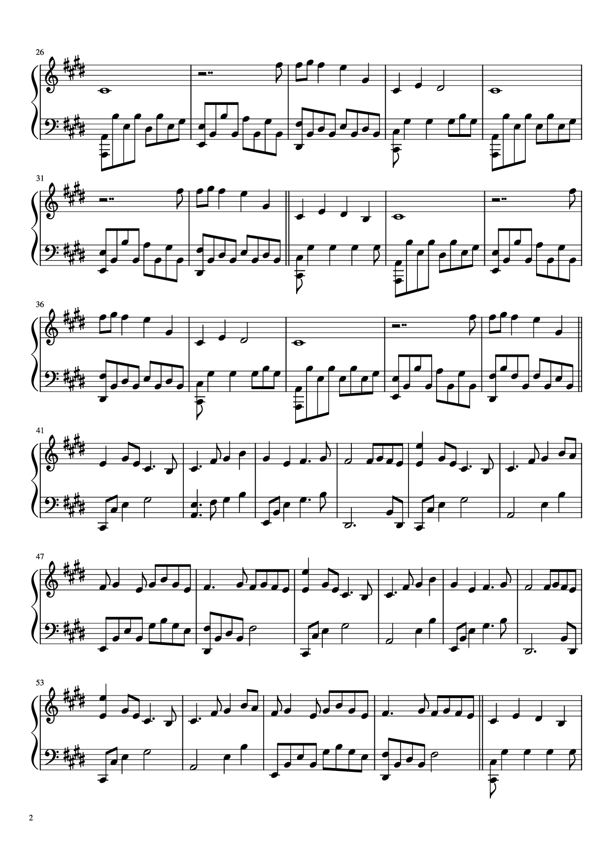 Page 2 of Sheet music PDF Piano Lonely Day Piano - Jurrivh
