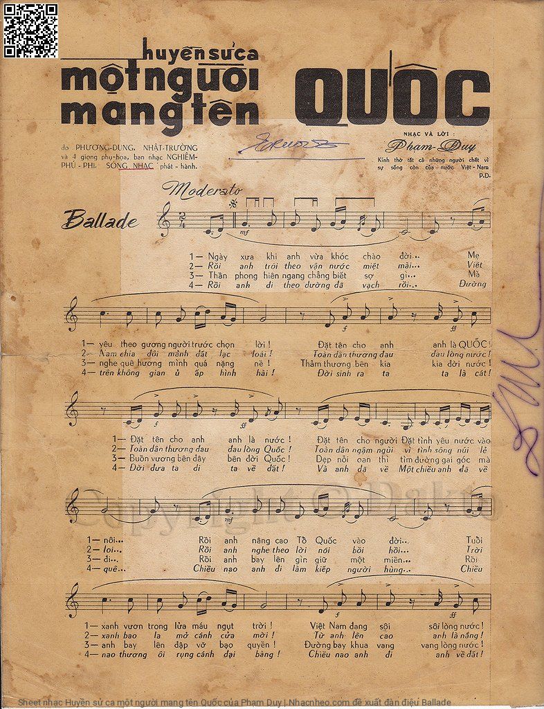 Page 2 of Sheet music PDF Huyền sử ca một người mang tên Quốc - Phạm Duy