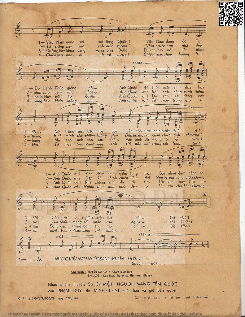 Page 3 of Sheet music PDF Huyền sử ca một người mang tên Quốc - Phạm Duy