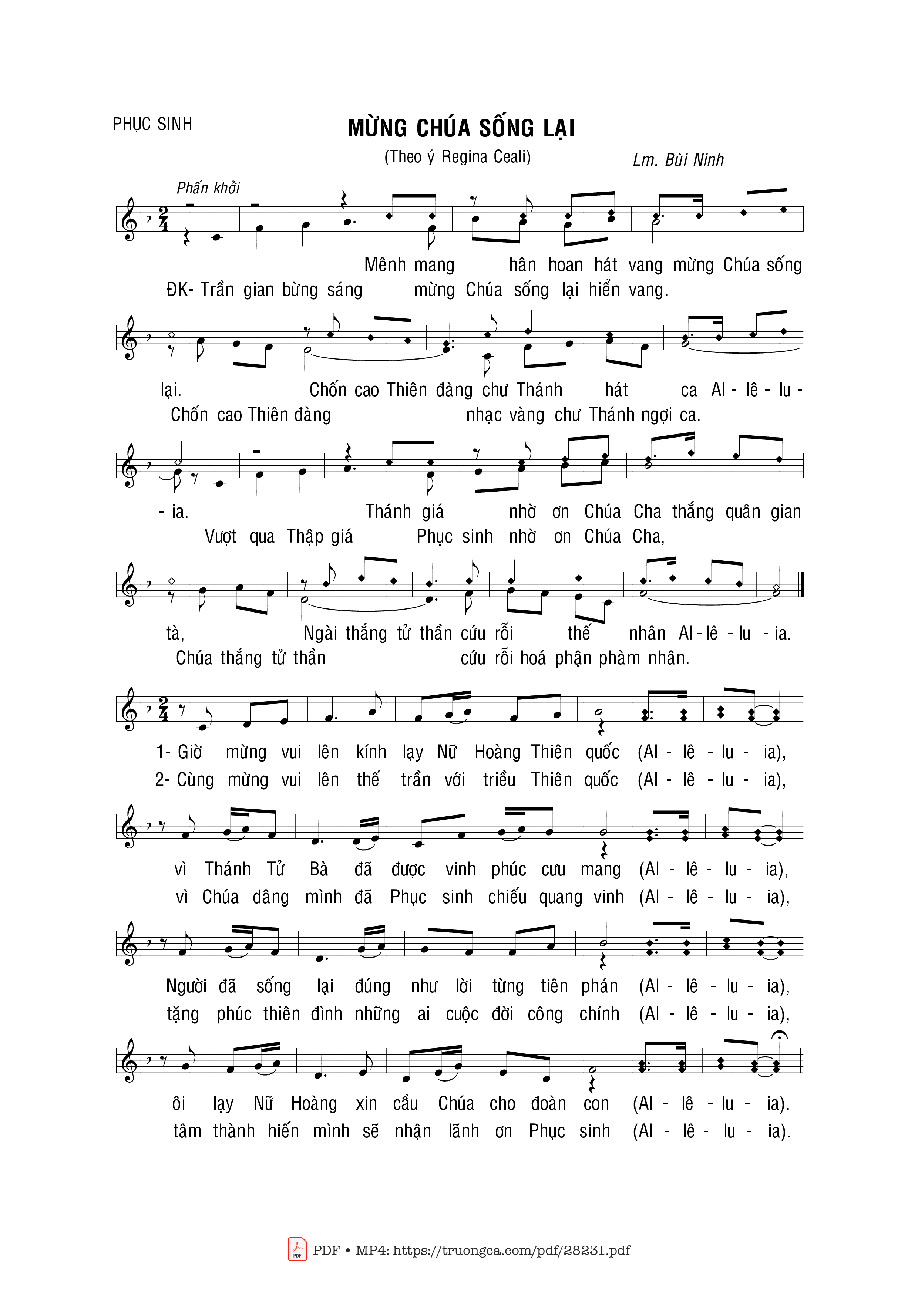 Sheet PDF of Mừng Chúa Sống Lại