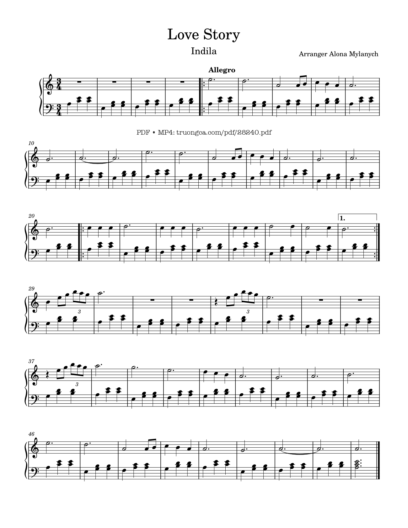 Sheet PDF of Love Story Piano